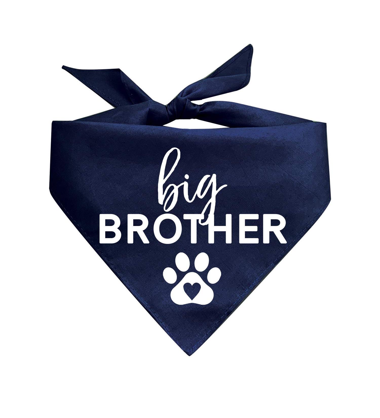 Big Brother Heart Paw Matching Family Triangle Dog Bandana for Dogs (Assorted Colors) Navy One Size