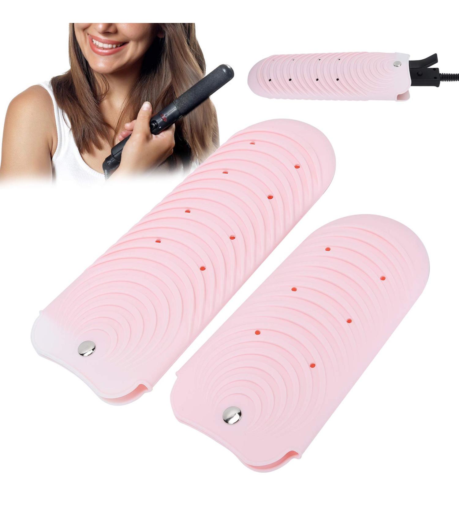 Silicone Heat Resistant Mat - 2pcs Non-Slip Pouch for Hair Straightener - Travel-Friendly Pink Hair Styling Cover - Buy Online on GoSupps.com