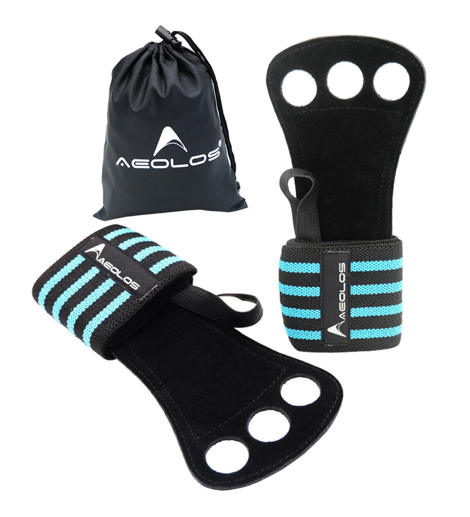 Gymnastics Hand Grips with Wrist Support - Ideal for WODs, Pull-ups, Weightlifting - Blue - Buy Online on GoSupps.com