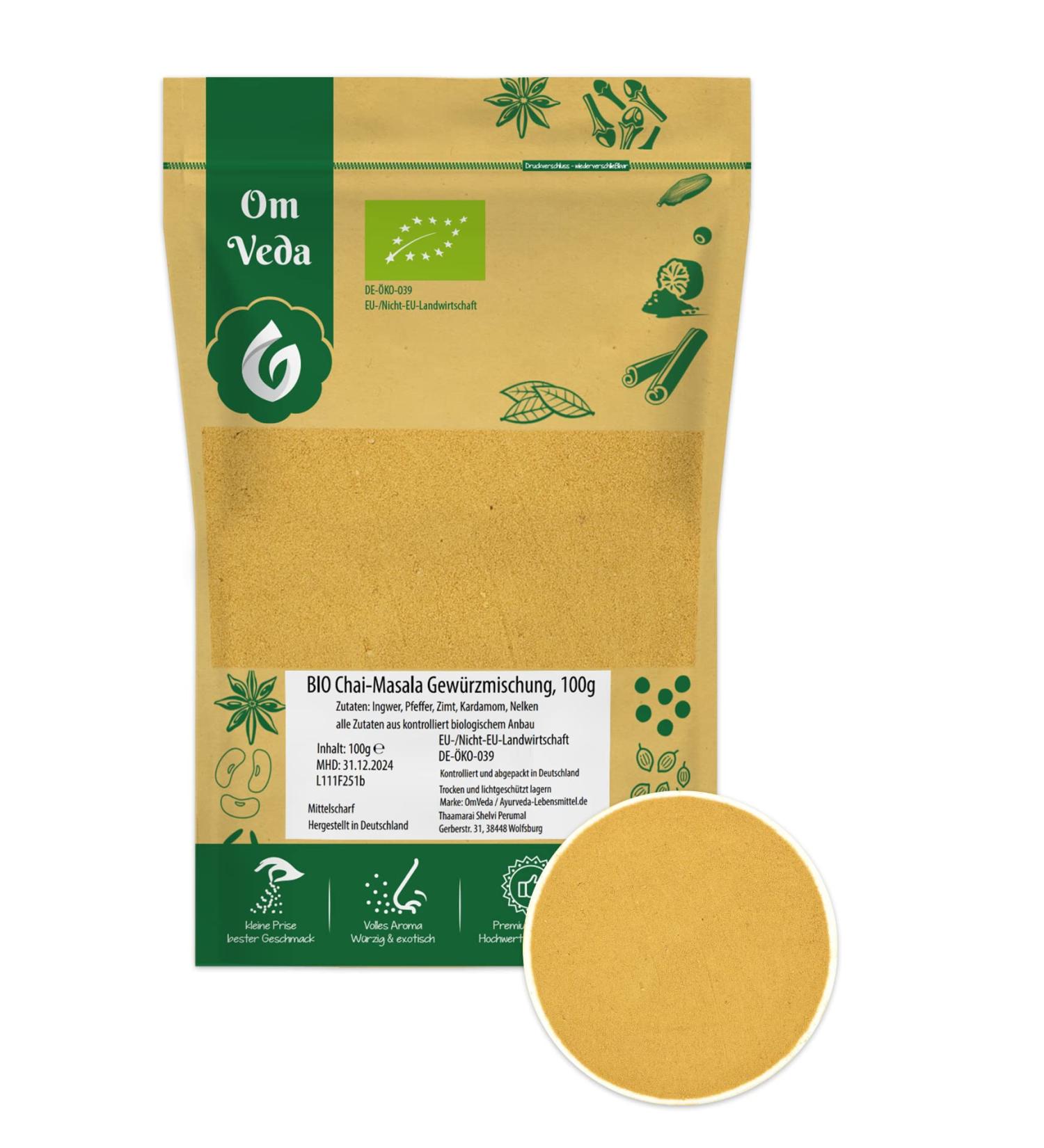 Bio Chai Masala 100g | Authentic Indian Spice Mix for Masala Chai Latte | Ginger Pepper Cinnamon Cardamom & Cloves | International Shipping Available - Buy Online on GoSupps.com