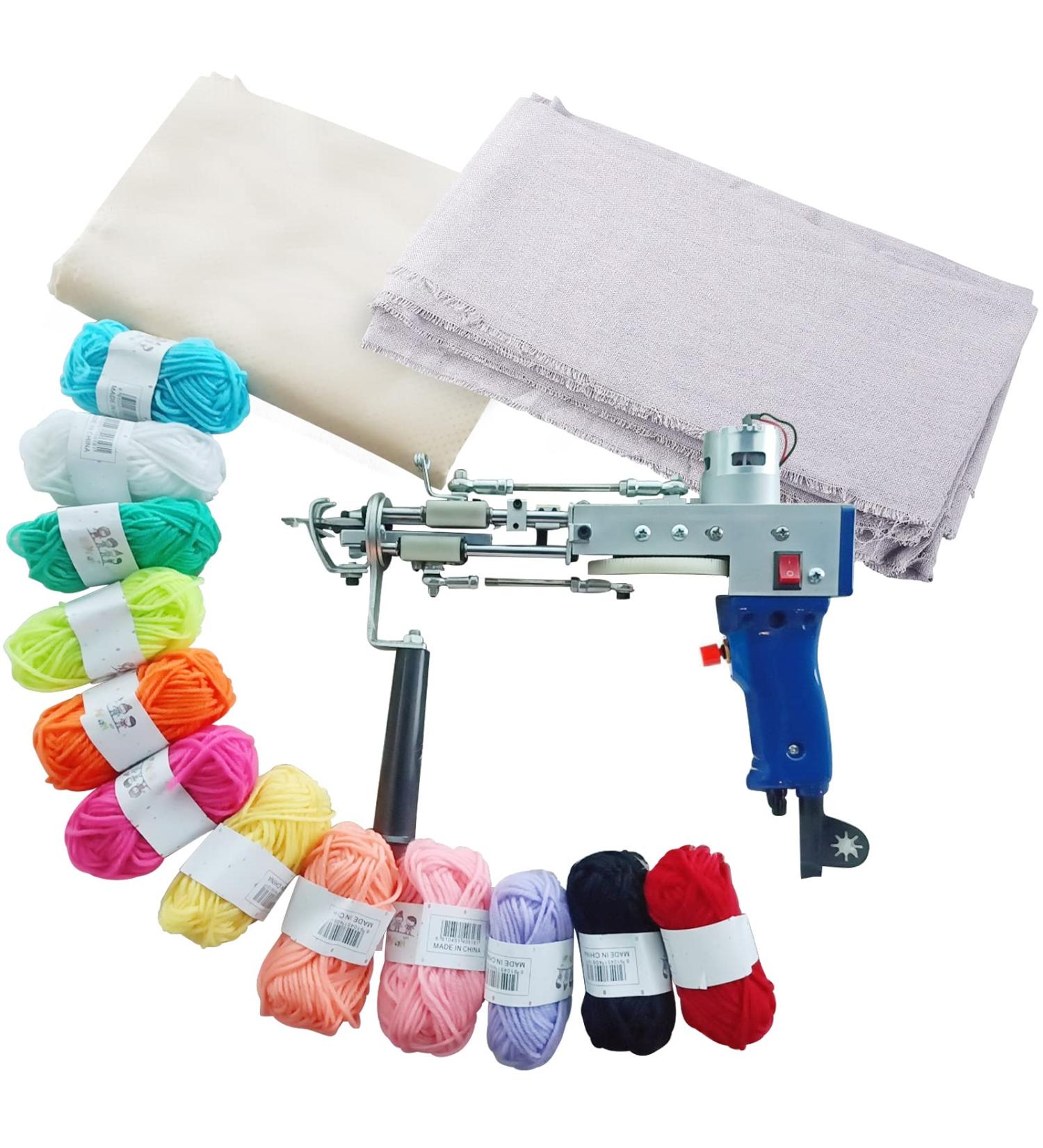GBgeffy 2 in 1 Dual-Use Tufting Gun Kit - High Speed Rug Tufting Gun, Adjustable Stitches and Pile Height, Blue Color - Buy Online on GoSupps.com