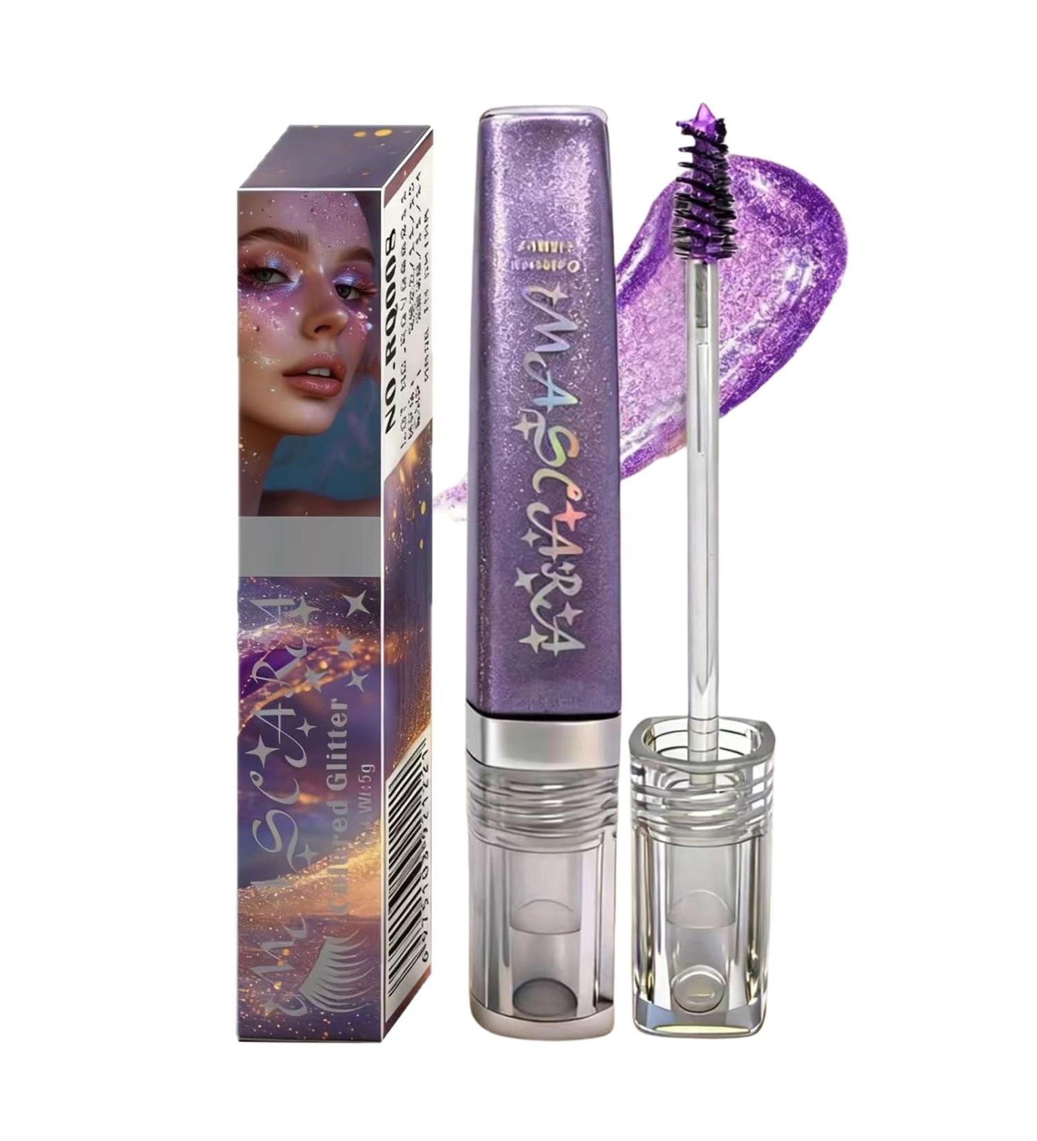 Glitter Mascara | 5g Textured Creamy Anti-Smudge Lengthening Smudge-Proof Mascara | For Sensitive Eyes Women's Night Out Wedding Performance Luminous Effect - Buy Online on GoSupps.com