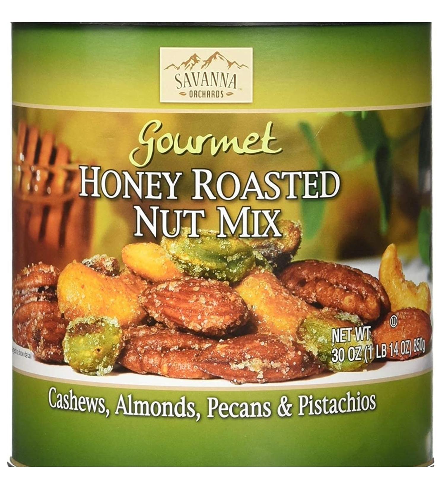 Savanna Orchards Gourmet Honey Roasted Nut Mix - Cashews, Almonds, Pecans, and Pistachios (30 oz) - Delicious and Nutritious Snack Mix - Buy Online on GoSupps.com