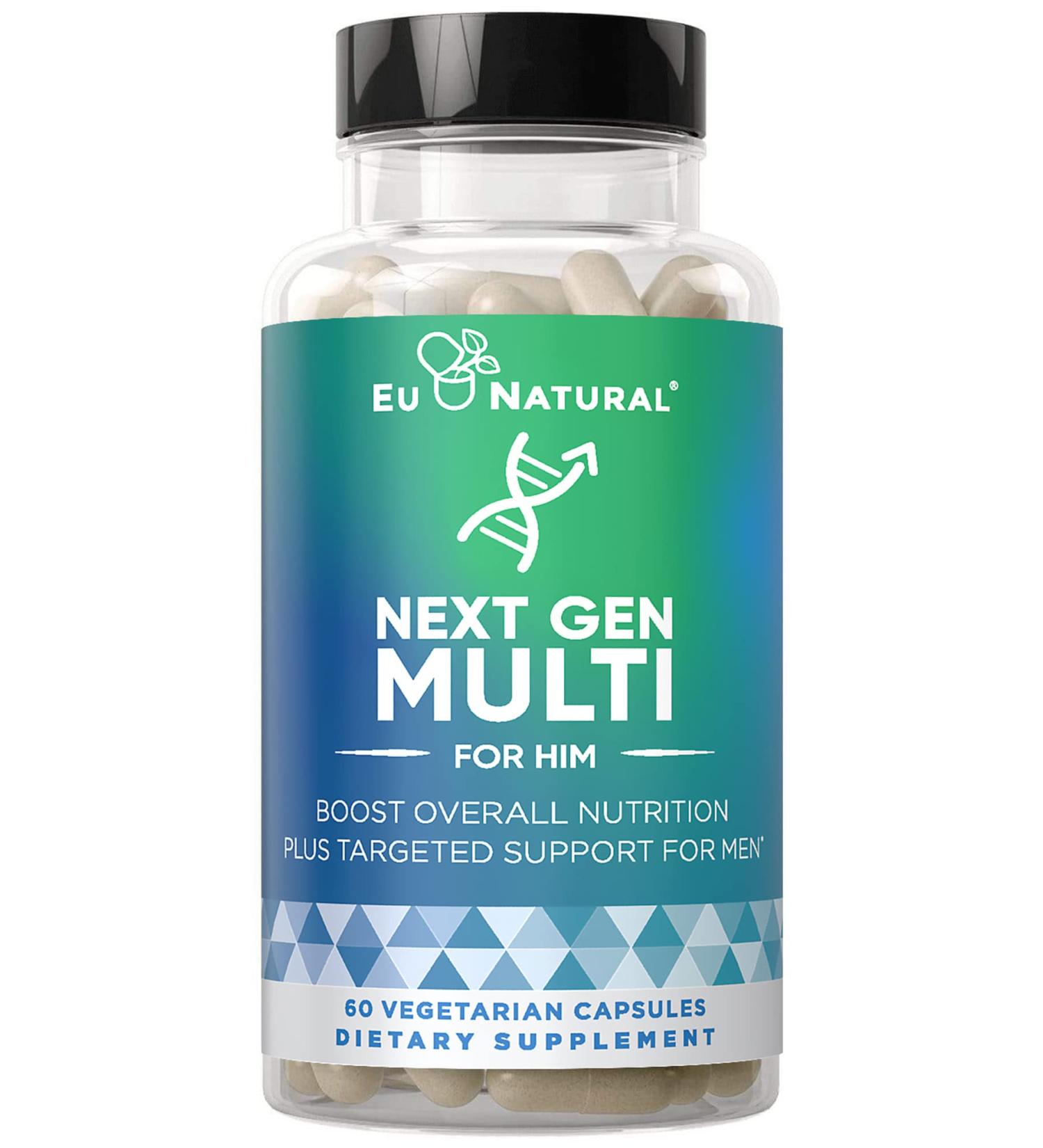 Next Gen Multi for Him Advanced Men's Multivitamin Supplement - 26-in-1 Multiblend for Beard & Hair Growth, Reproductive Health, Metabolism - 60 Veg Capsules - Buy Online on GoSupps.com