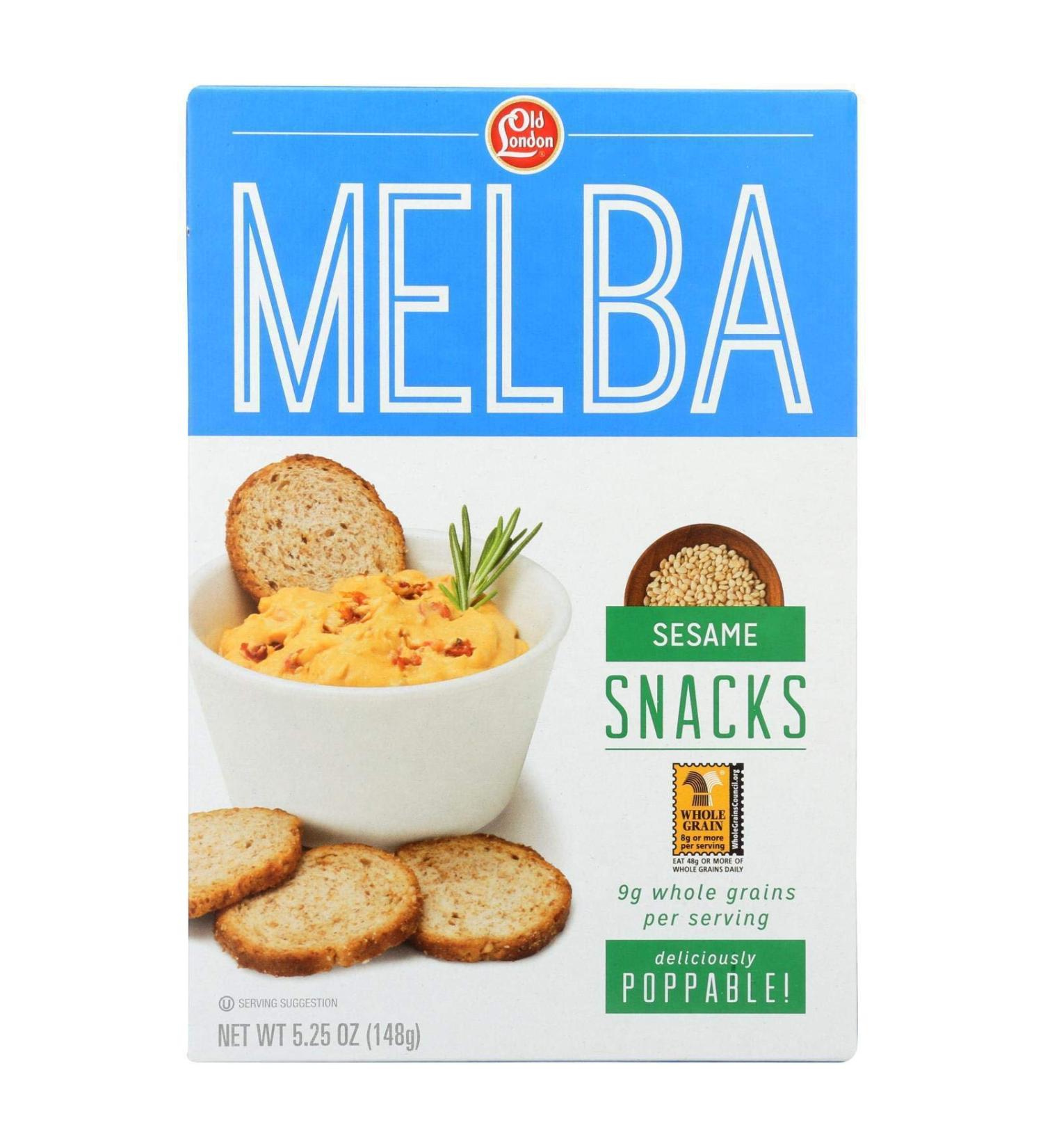 Old London Melba Snack Sesame 5.25 Oz - Pack of 12 | Crispy Sesame Flavored Melba Toast - Buy Online on GoSupps.com
