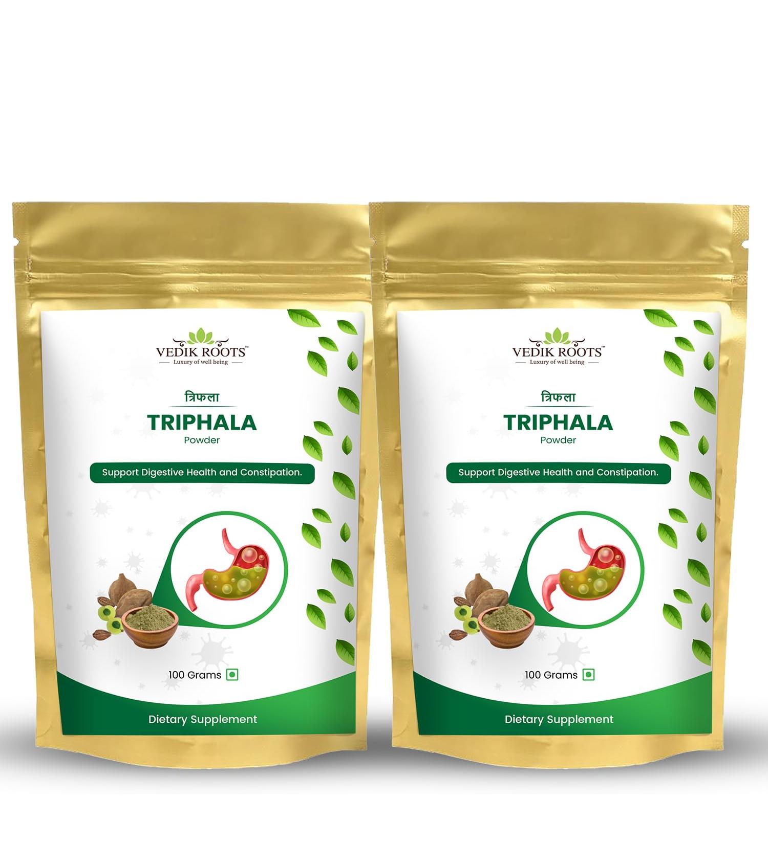 VEDIKROOTS Bhumi Amla Powder/Churn - Organic and Pure Ingredient Extract for Healthy Liver Functioning and Digestive Strength Enriched with Essential Nutrients (200 g (Pack of 2) Triphala) - Buy Online on GoSupps.com