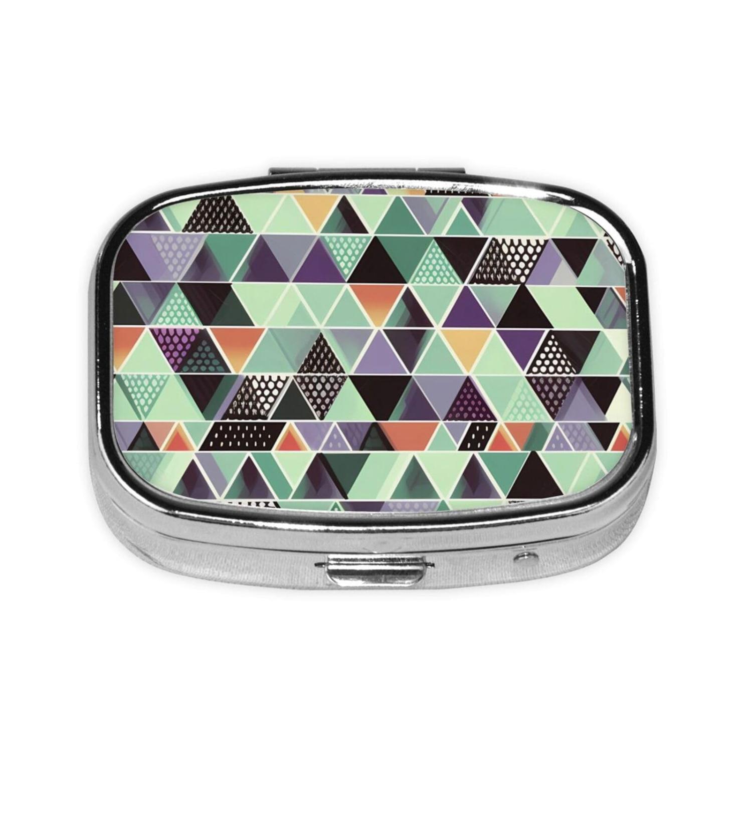 Geometric Triangle Printed Square Pill Box - Portable Travel Medicine Organizer | International Shipping - Buy Online on GoSupps.com