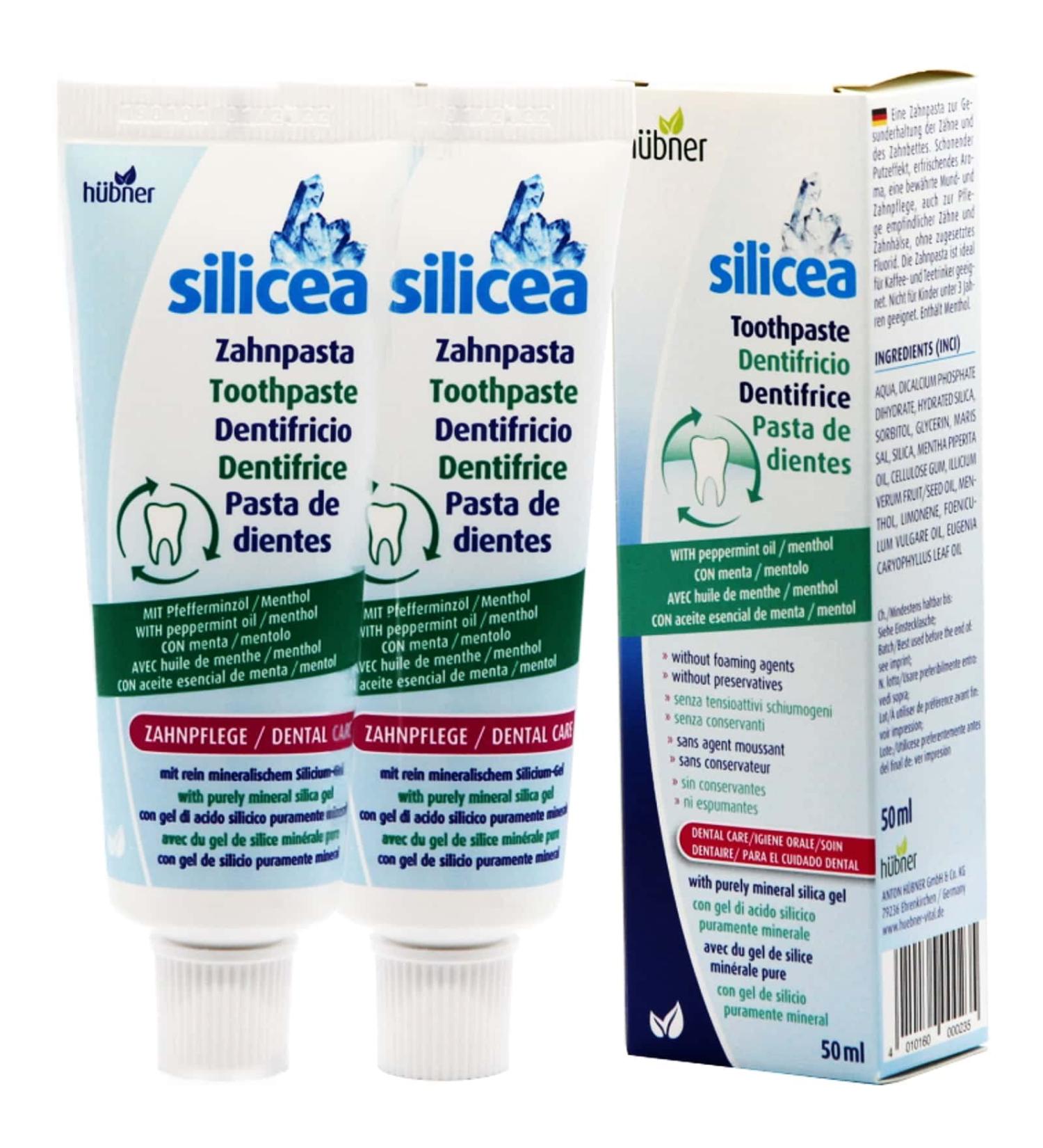 H bner Silicea Toothpaste with Peppermint - Double Pack 2 x 50ml | Best International Shipping - Buy Online on GoSupps.com