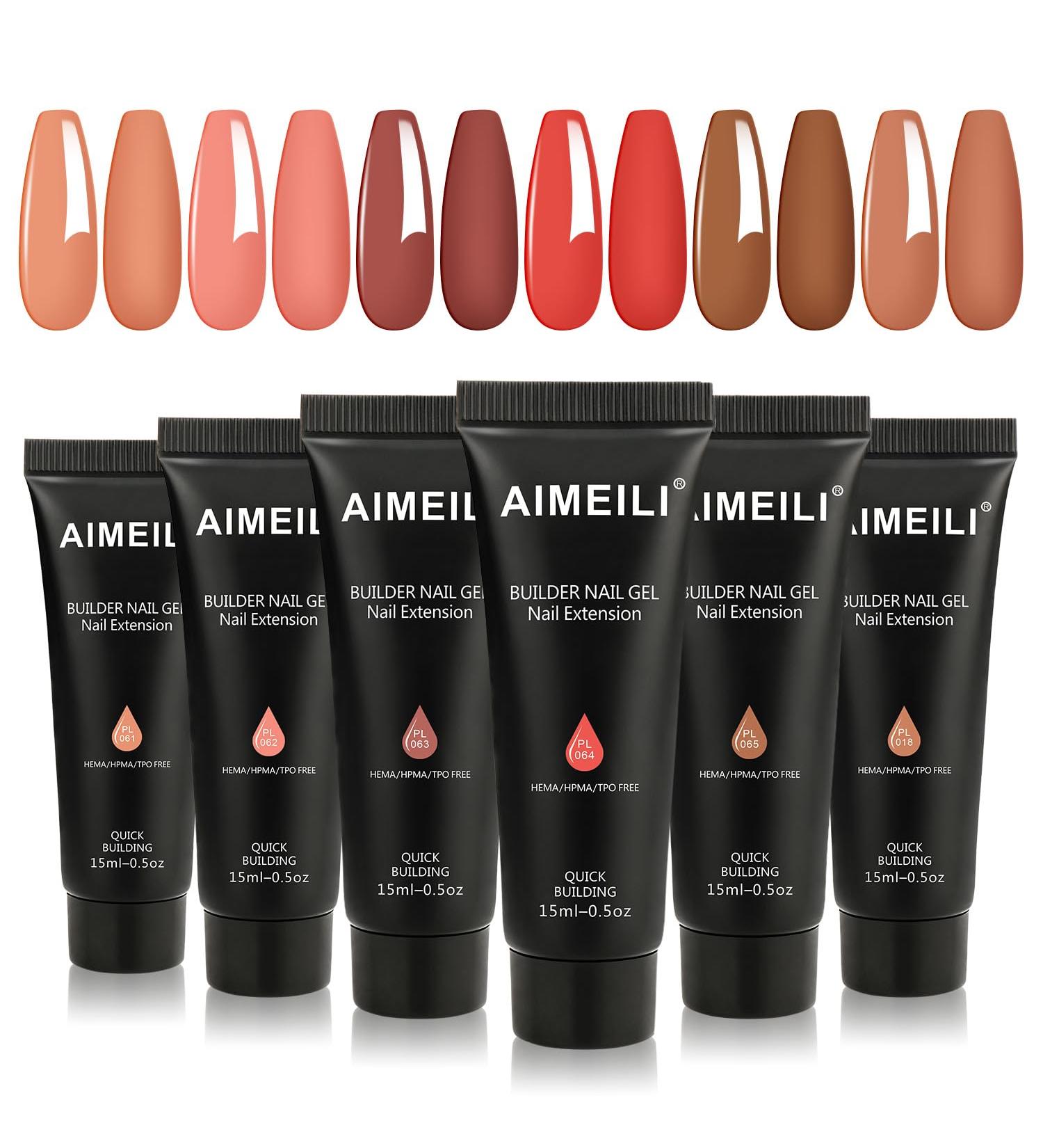 AIMEILI Builder Gel Kit - 6 Colors 15ml, Nail Extension & Acrylic Gel Polish Set | UV LED Builder Gel for Nail Enhancement - Gift Set - Buy Online on GoSupps.com