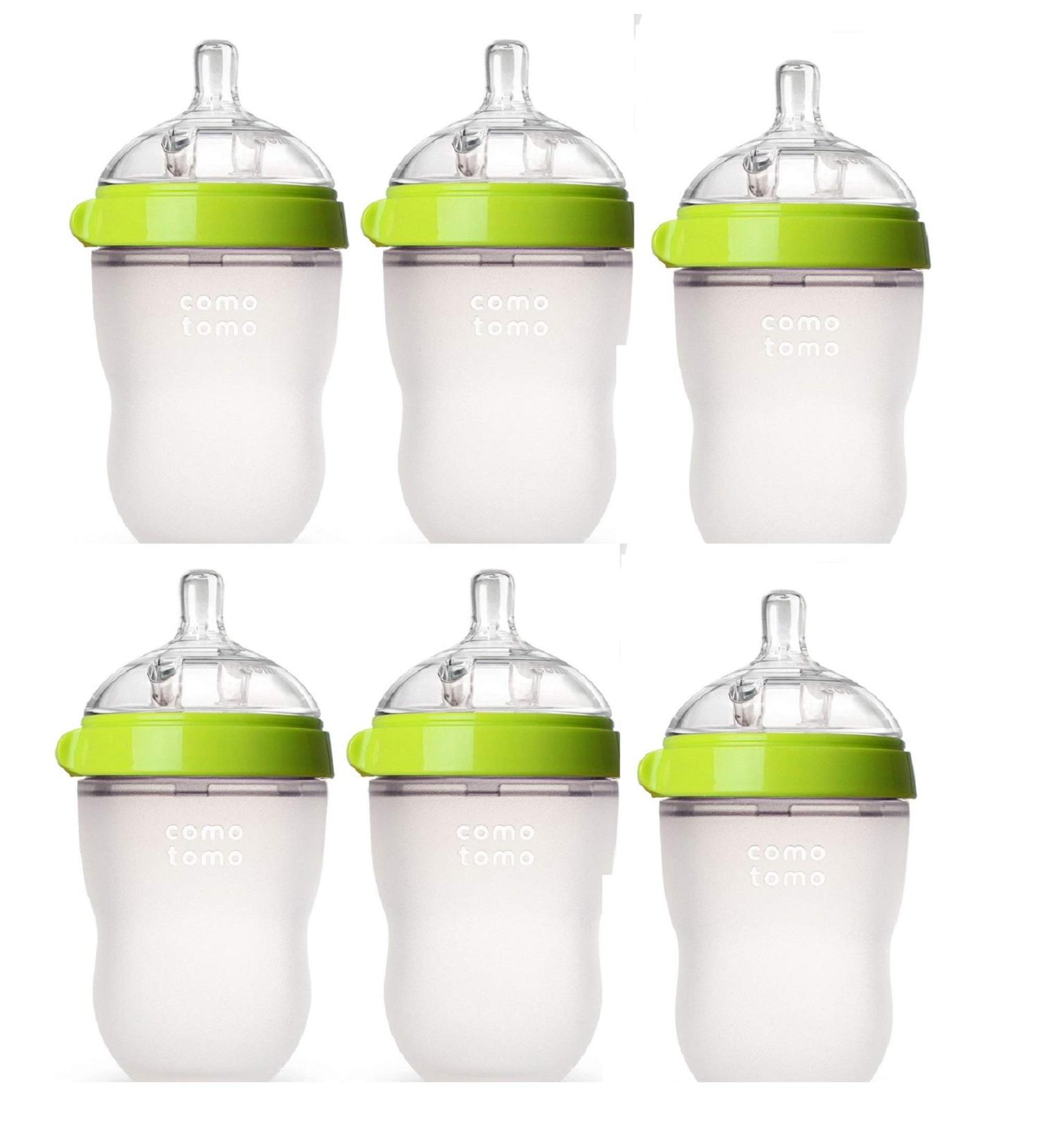 Comotomo Natural Feel 8oz. Bottle 6 Pack - Green | BPA-Free Baby Bottles - Buy Online on GoSupps.com