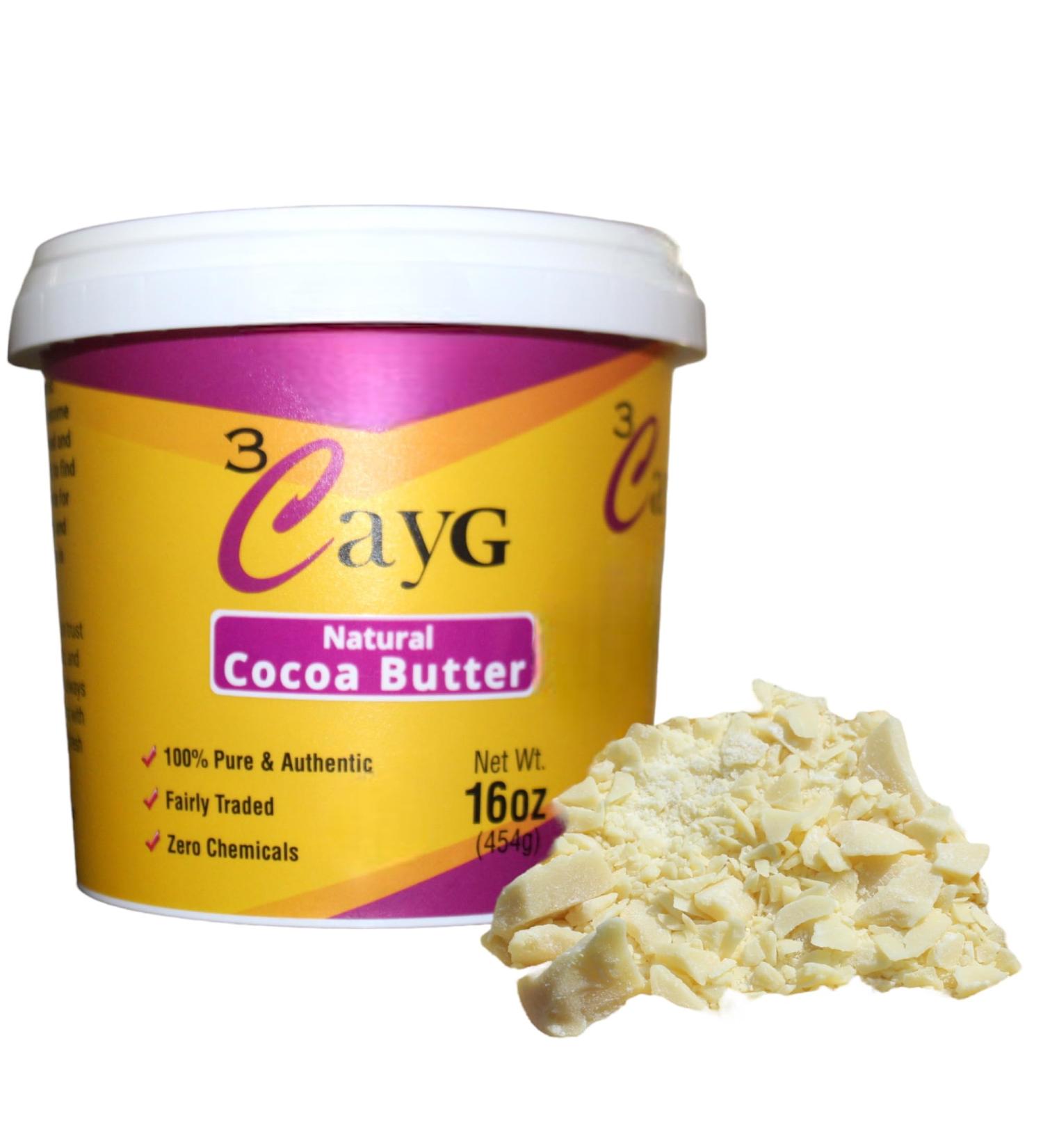 3CAYG Natural Cocoa Butter 1LB Raw Unrefined- Luxurious Skin Moisturizer and Hair Conditioner - Buy Online on GoSupps.com