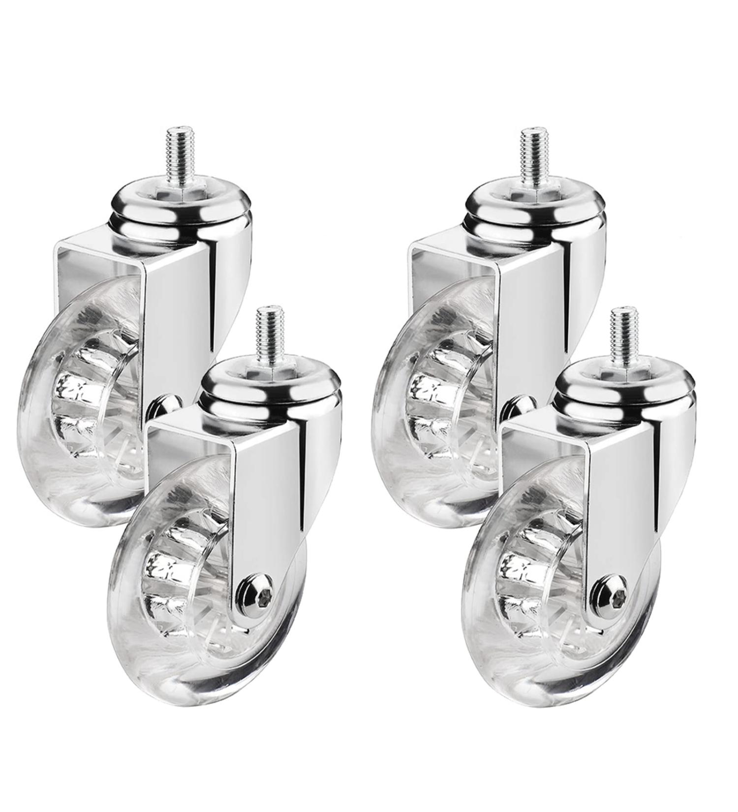 Threaded Shaft Swivel Castors Ball Castors Set of 4 75mm Furniture Swivel castors with M8 x 15 M10 x 15 grub Screws and Ball Bearings Transparent Rubber Transport castors Single Load 40kg .(M10*1 4 Swivel M10*15mm - Buy Online on GoSupps.com