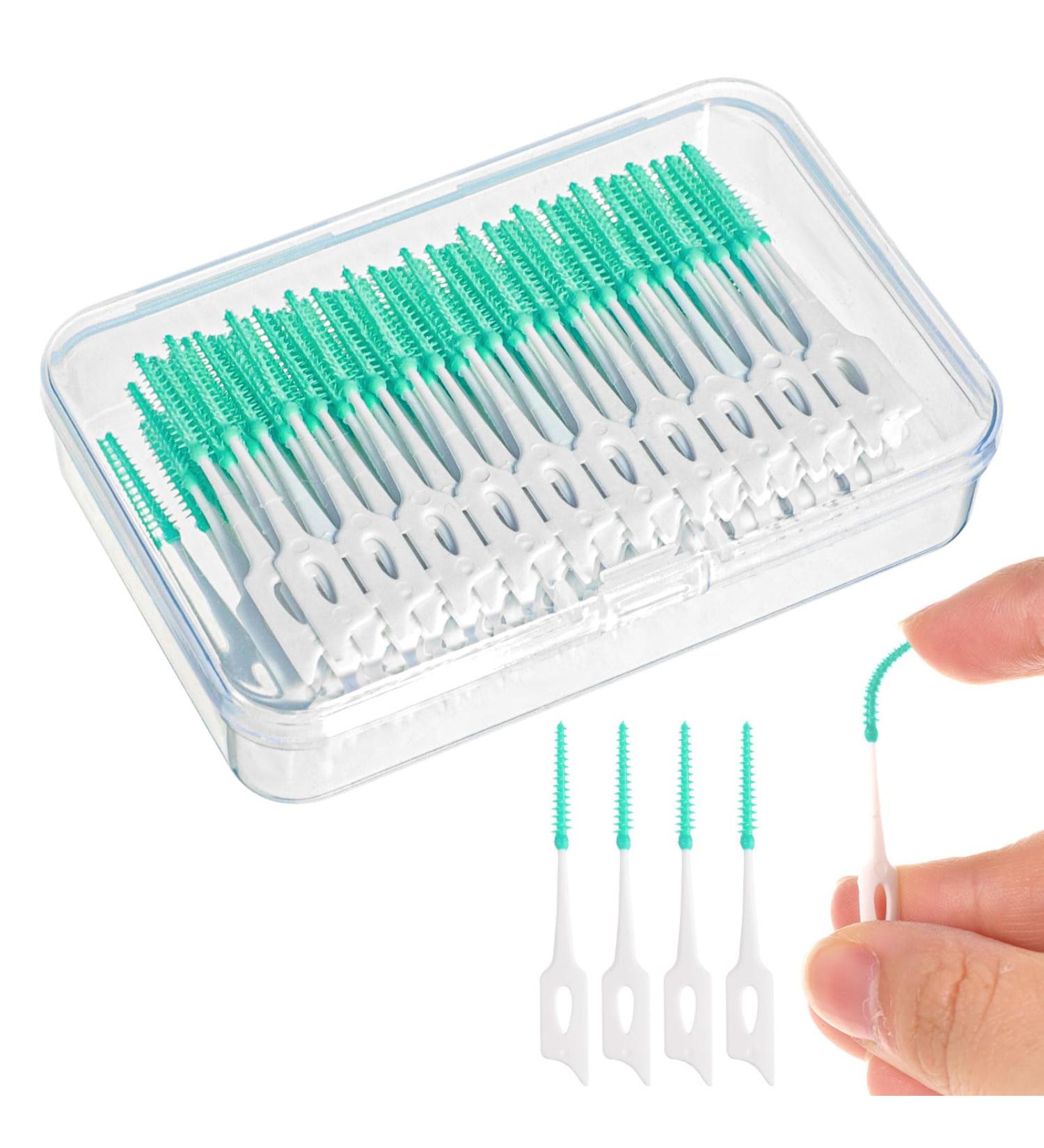 220-Piece Green Silicone Interdental Brushes for Braces - Oral Cleaning Floss Picks - Buy Online on GoSupps.com
