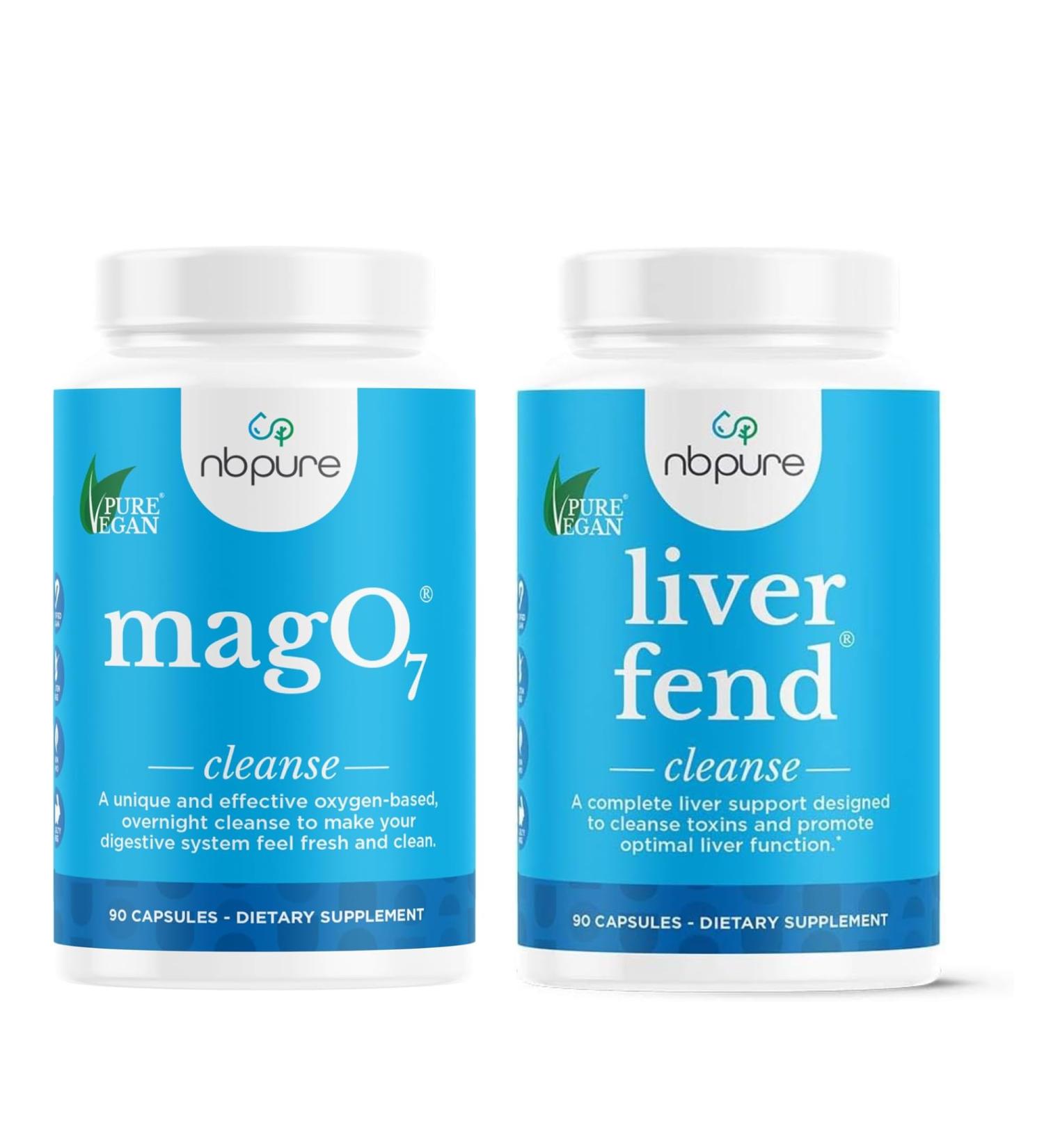 nbpure MagO7 + Liver Fend Detox Bundle | Oxygen-Powered Colon Cleanse & Liver Support | Relief for Occasional Constipation, Bloating & Toxin Build-Up | Ozonated Magnesium + Milk Thistle, 90 Capsules - Buy Online on GoSupps.com
