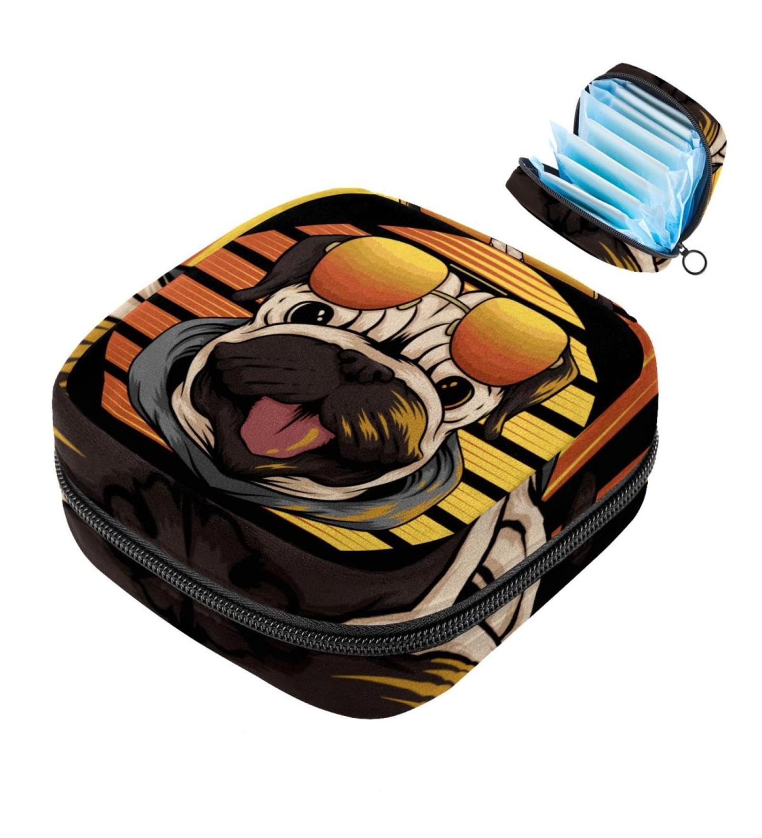 Portable Women's Binding-Up Bags | Menstrual Cup & Tampon Bags for Teens | Funny Pug Design - Buy Online on GoSupps.com