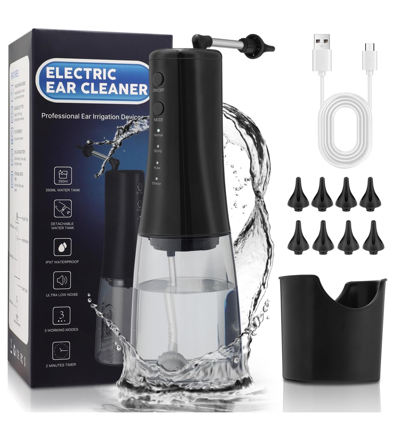 Electric Ear Wax Removal Tool - Safe & Effective Ear Cleaning Kit with 3 Pressure Modes Basin & 8 Tips for Adults & Kids - Home Use International Shipping Available - Buy Online on GoSupps.com