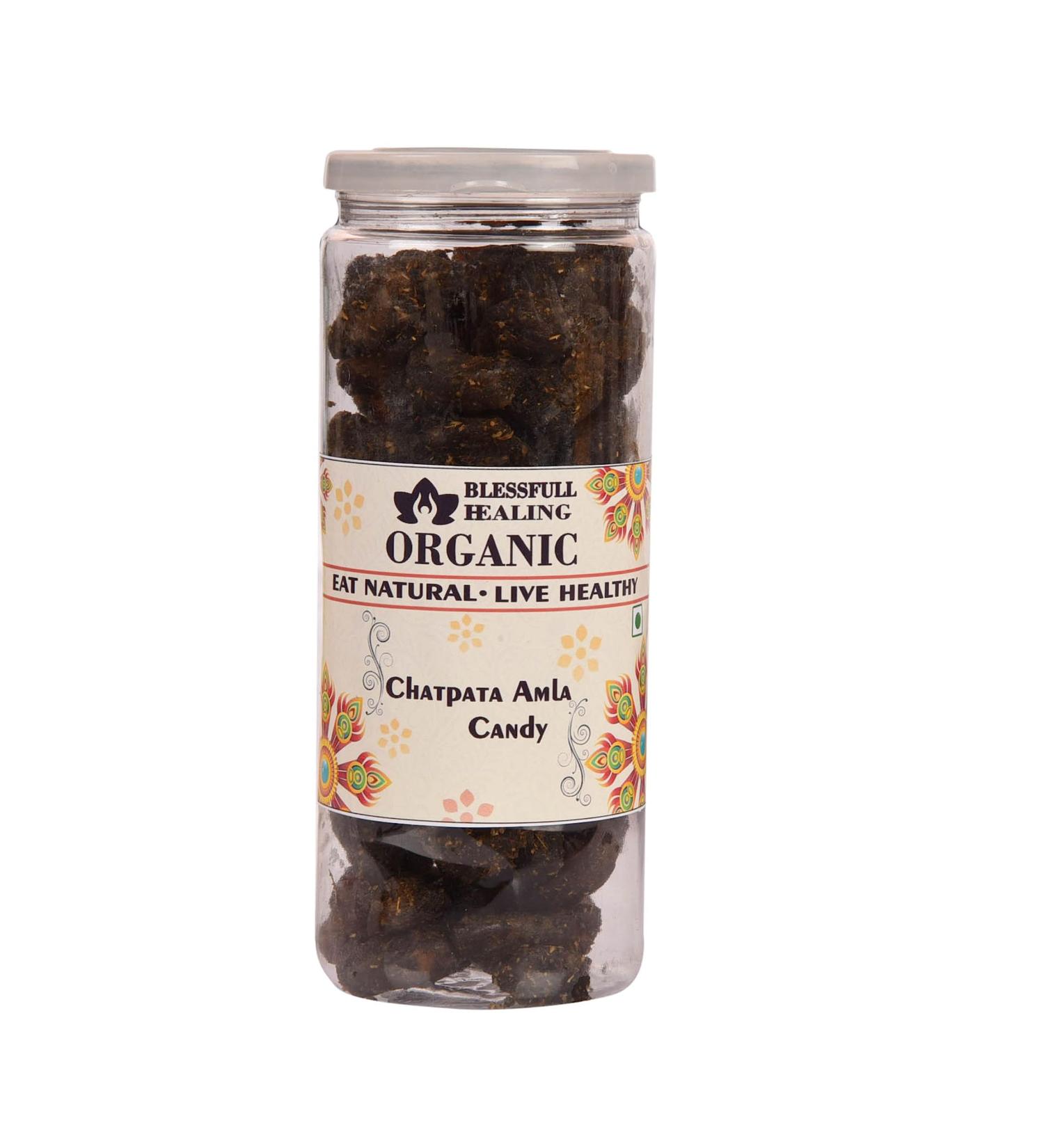 Blessfull Healing Organic Chatpata Amla Candy 200 Gram Airtight Container (Packing May Vary)