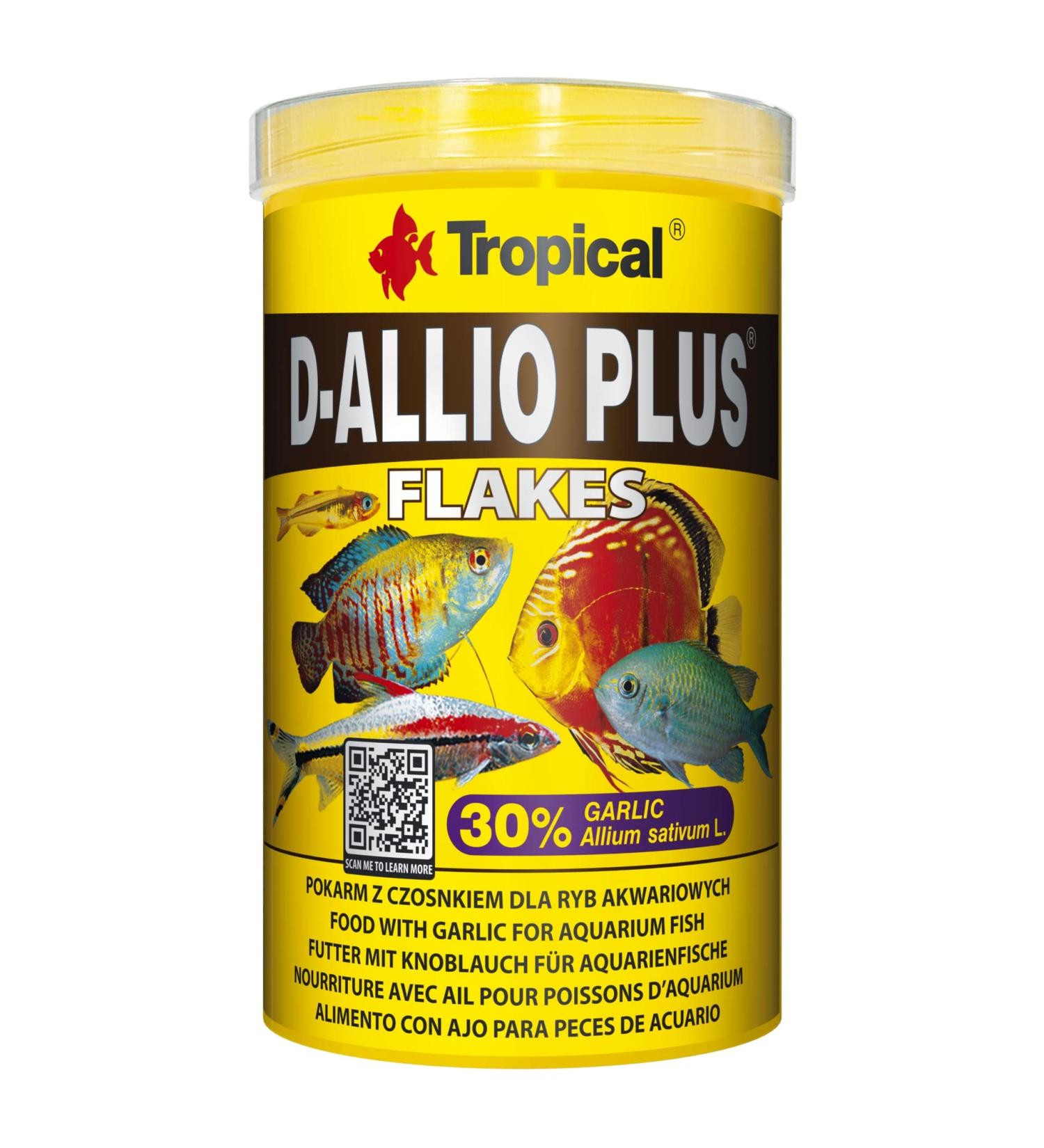 Tropical D-ALLIO Plus 1000ml / 200g - Multi-ingredient Flake Food for Fish with Garlic
