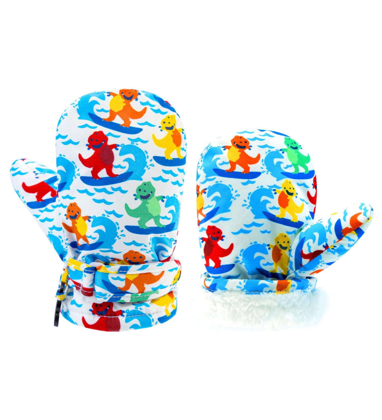 Waterproof Toddler Mittens | Fleece Lined Winter Gloves for Boys & Girls | Ski Mittens for Kids 3M-5T | Snowmen Design | Ages 3-12M - Buy Online on GoSupps.com