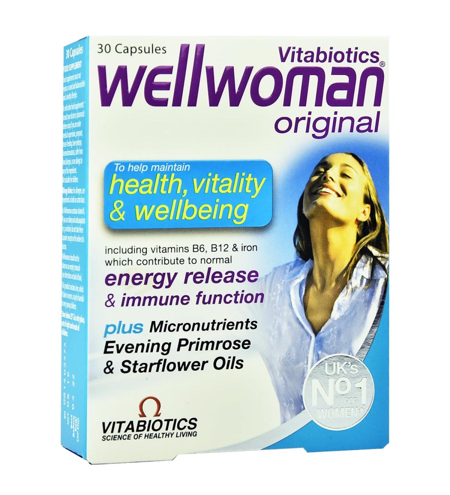 UK's Well Woman Original Tablets | Vitamin & Mineral Formula with Evening Primrose & Starflower Oils 30 Capsules - (Pack of 1)