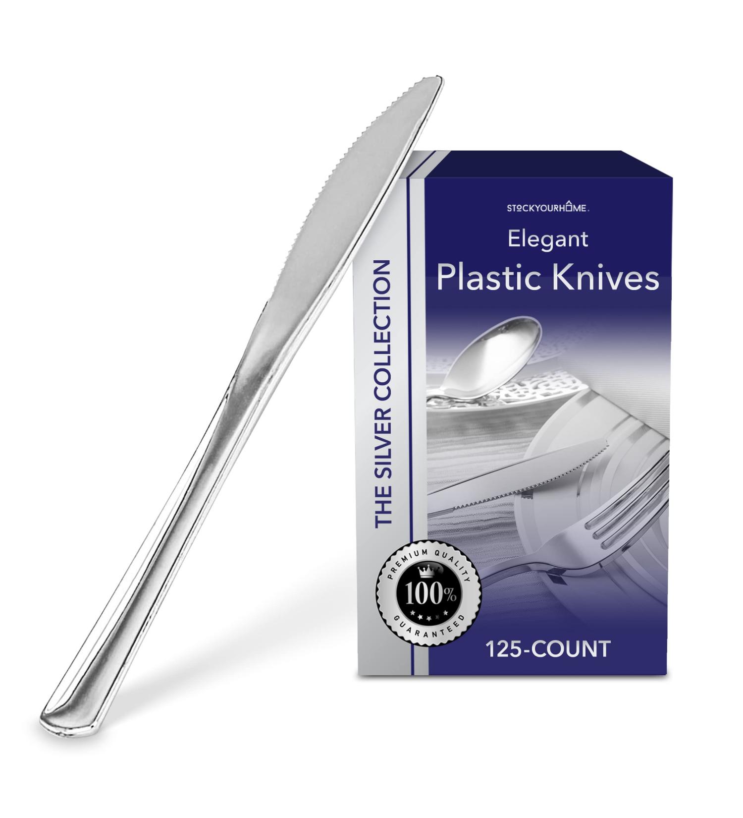 Stock Your Home 125 Disposable Heavy Duty Plastic Knives - Fancy Silverware for Catering, Restaurants, Parties, and Weddings - Buy Online on GoSupps.com