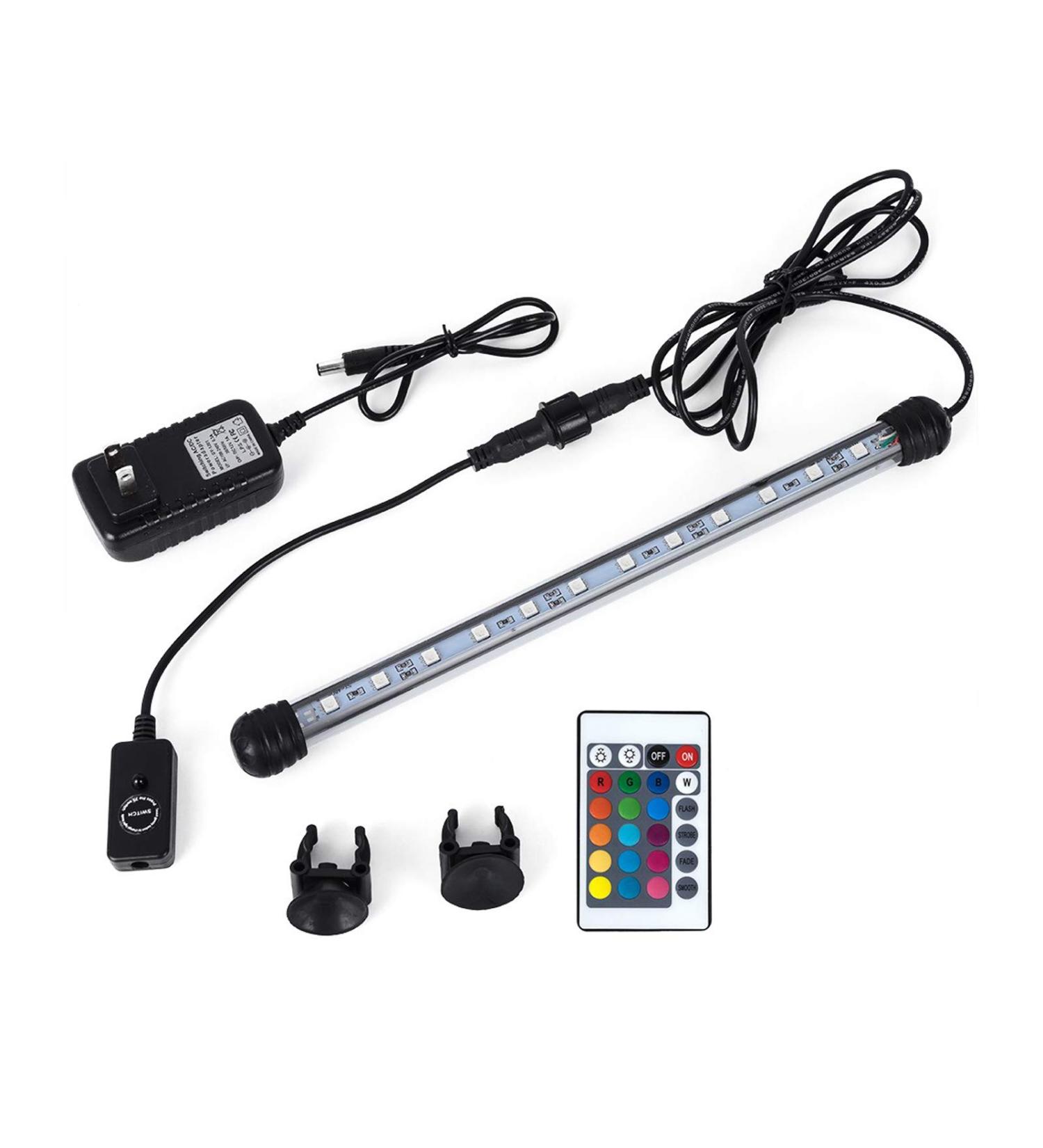 MQ 8-36 inch Submersible LED Aquarium Light - Color Changing Fish Tank Light with Remote Control | IP68 LED Lights Bar for 10-45 inch Fish Tank - Buy Online on GoSupps.com