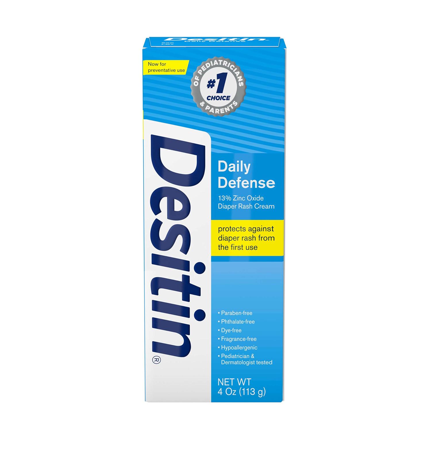Desitin Daily Defense Baby Cream with Zinc Oxide - Diaper Rash Treatment & Prevention - Hypoallergenic, Dye, Phthalate & Paraben-Free - 4 Oz - Buy Online on GoSupps.com