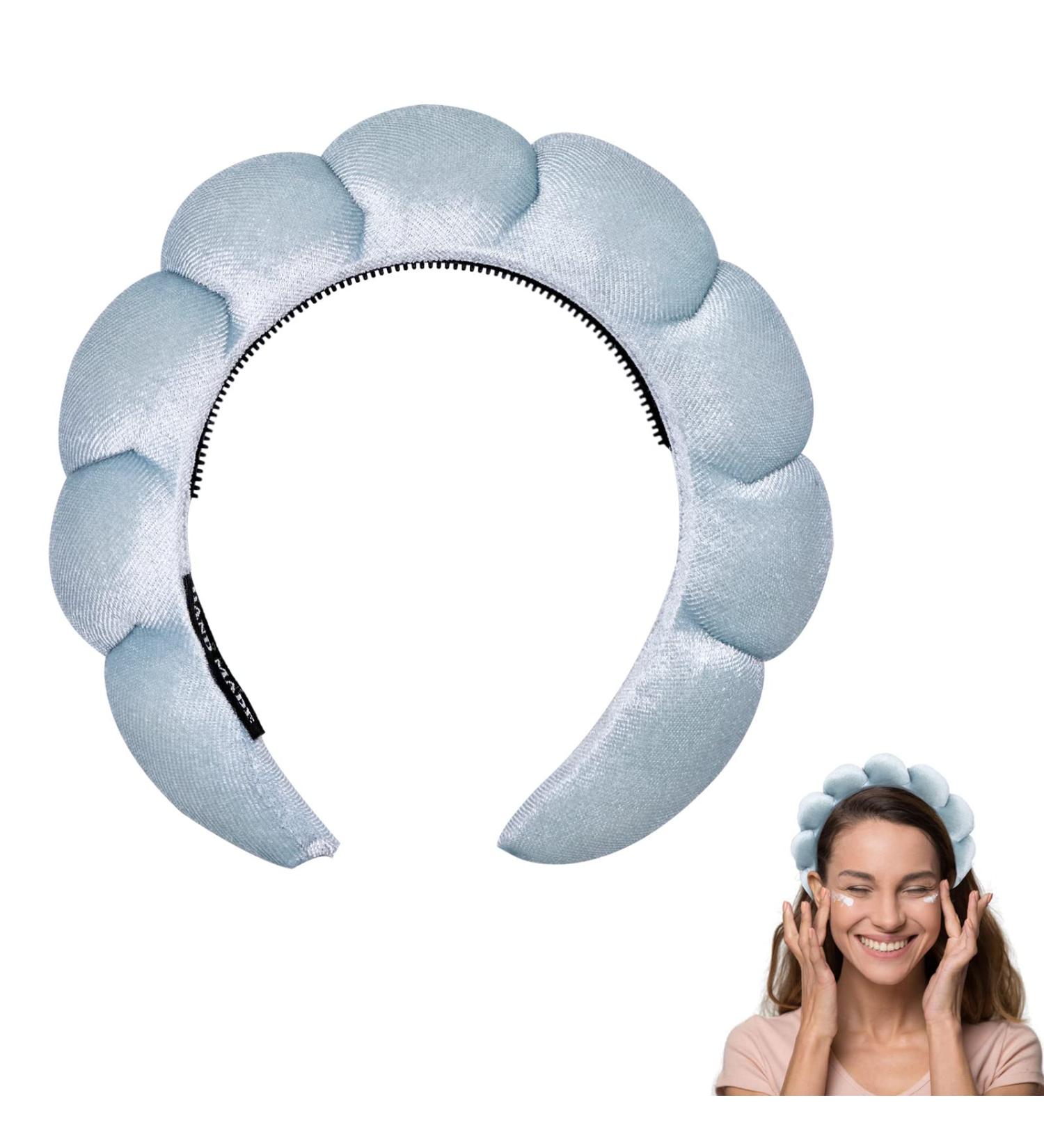 WEESMILE Velvet Spa Headband for Women - Makeup & Skincare - Bubble Headband (Blue) - Buy Online on GoSupps.com