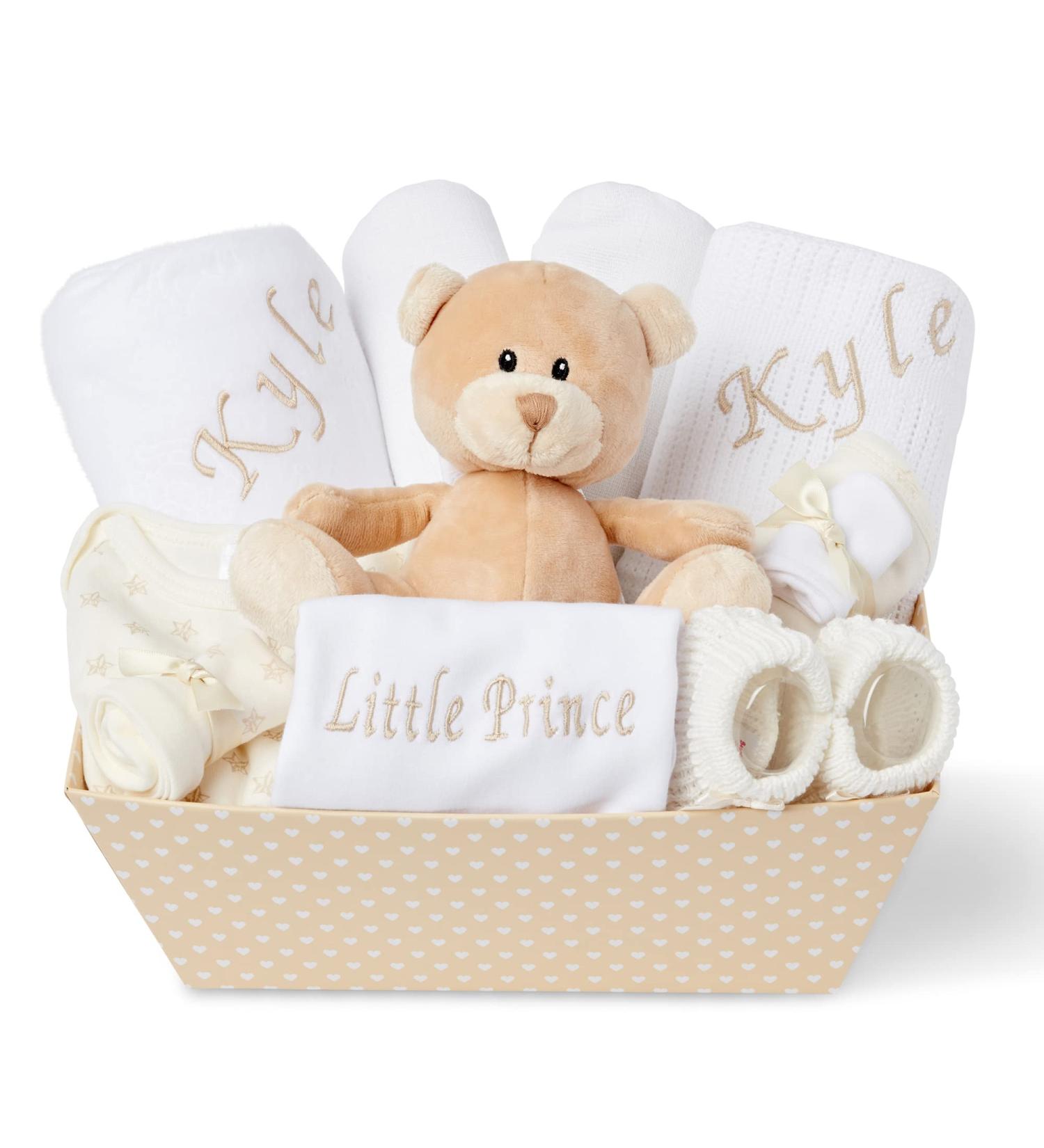 Personalised Baby Gift Set - Unisex Newborn Essentials Hamper Keepsake Box - Buy Online on GoSupps.com
