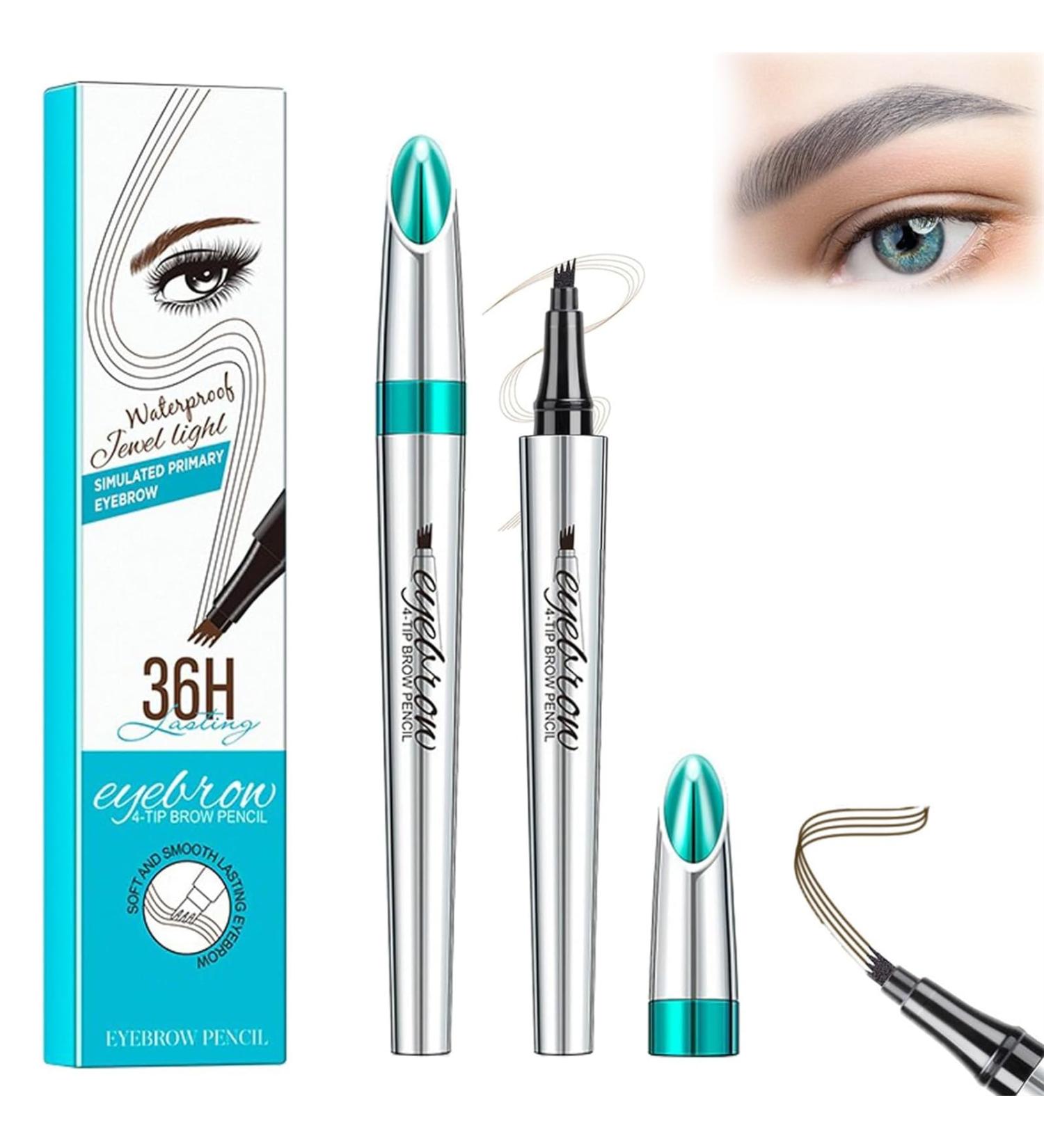 Blapee Eyebrow Pencil Atikisoi Eyebrow Pencil Eyebrow Microblading Pen 3D Waterproof Microblading Eyebrow Pen with 4 Tip Brow Pencil Long-Lasting Fills Brow Makeup (Grey) - Buy Online on GoSupps.com