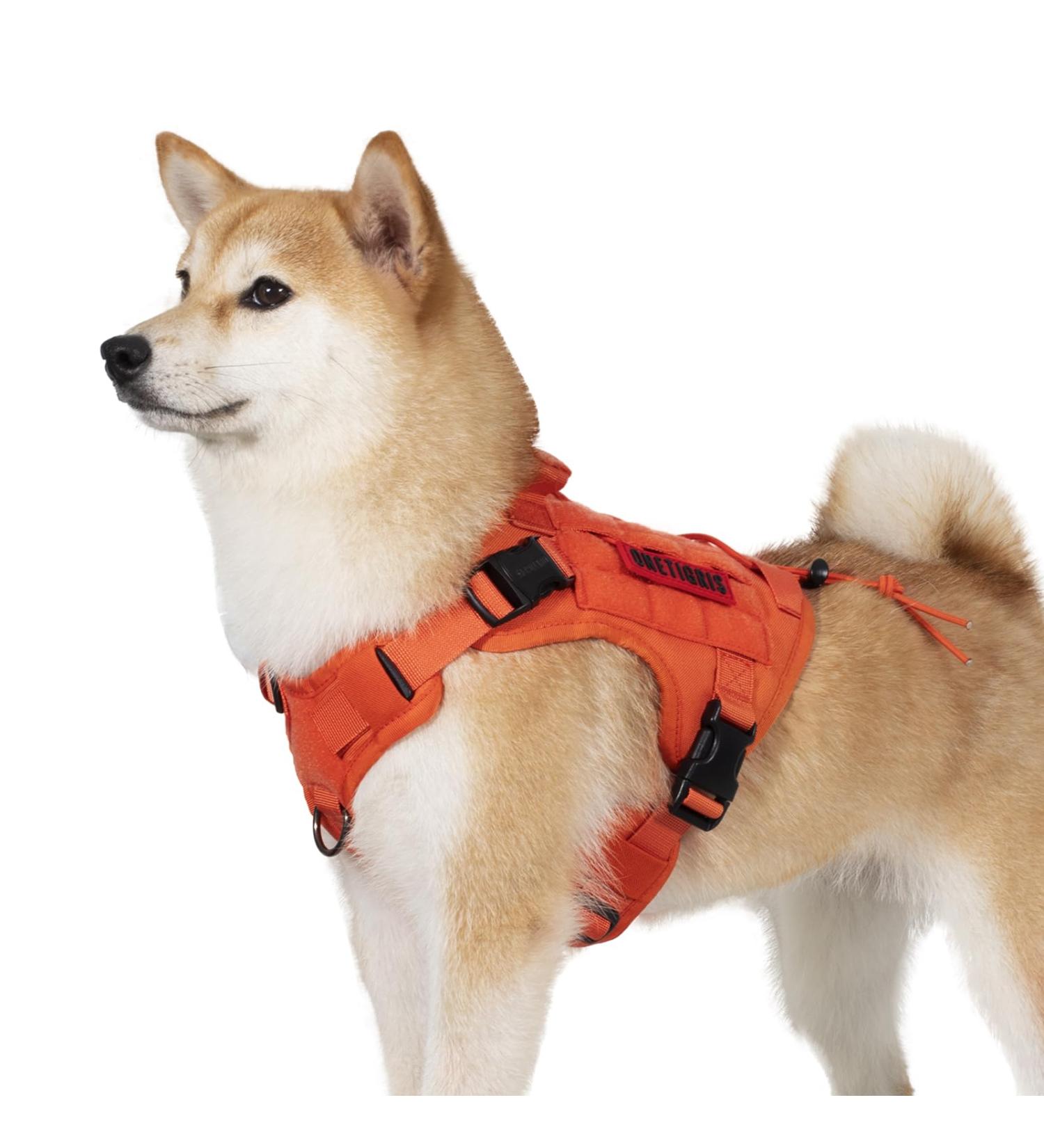 Oneigris Dog Harness - Fire Watcher 2.0 Tactical with 2 Metal Buckles MOLLE System No-Pull D-Ring 1000D Nylon - Orange - Buy Online on GoSupps.com
