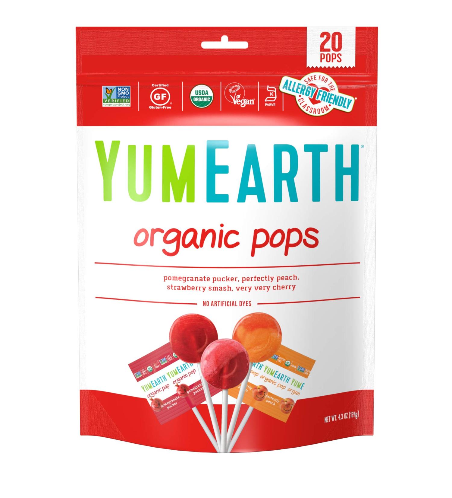 YumEarth Organic Pops - Assorted Flavors, 20 Pops (4.2 oz) - Natural Candy Treats - Buy Online on GoSupps.com
