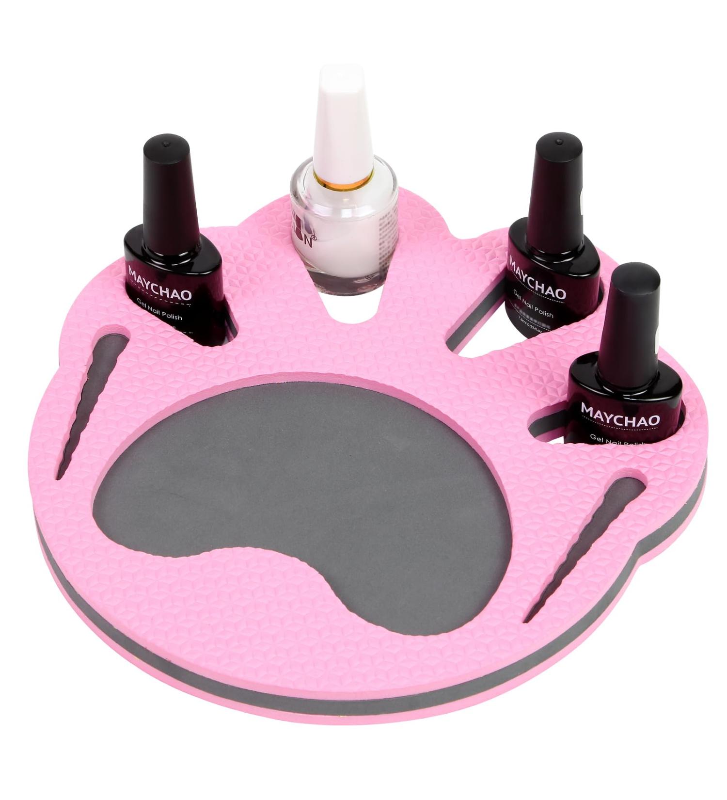 Premium Nail Polish Holder & Organizer Stand - Manicure Work Station in Pink & Grey - Buy Online on GoSupps.com