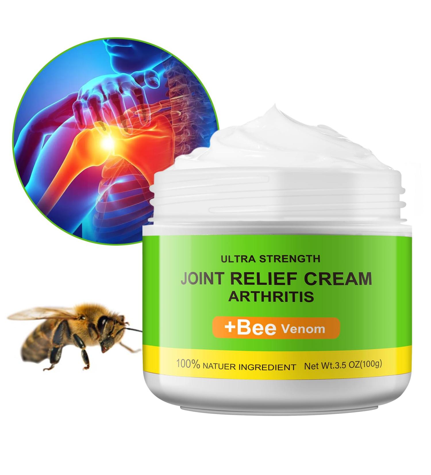 Bee Venom and Joint Relief Cream Bone Therapy Cream Arthritis Pain Relief Cream Natural Formula Fast Absorbing Soothing Relief for Joint Pain Muscle Pain Muscle Soreness (100g) - Buy Online on GoSupps.com