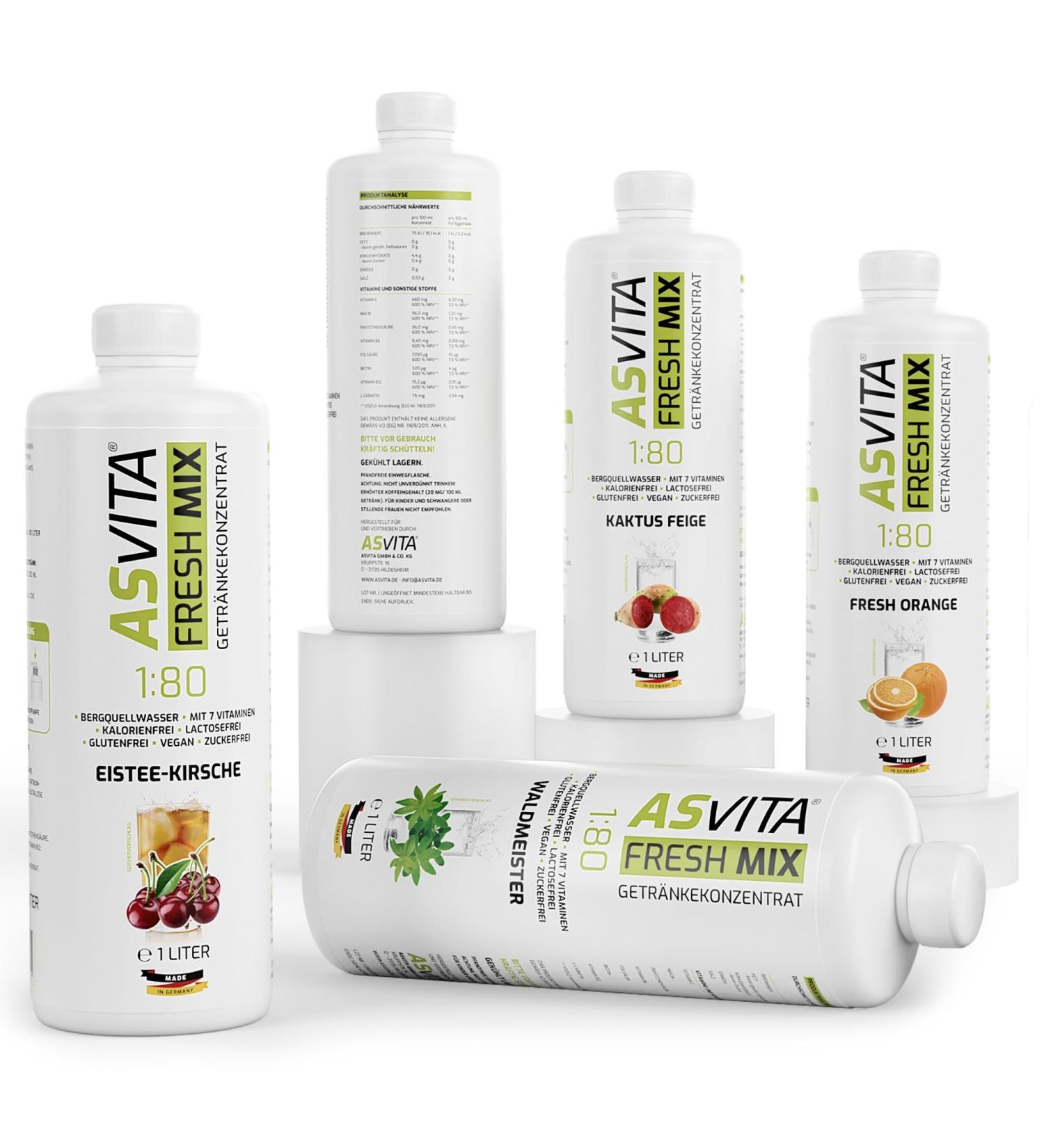 ASVITA Sugar-Free Beverage Concentrate 1L - 26 Delicious Zero Syrup Flavors - Iced Tea Lemon & More - International Shipping Available - Buy Online on GoSupps.com