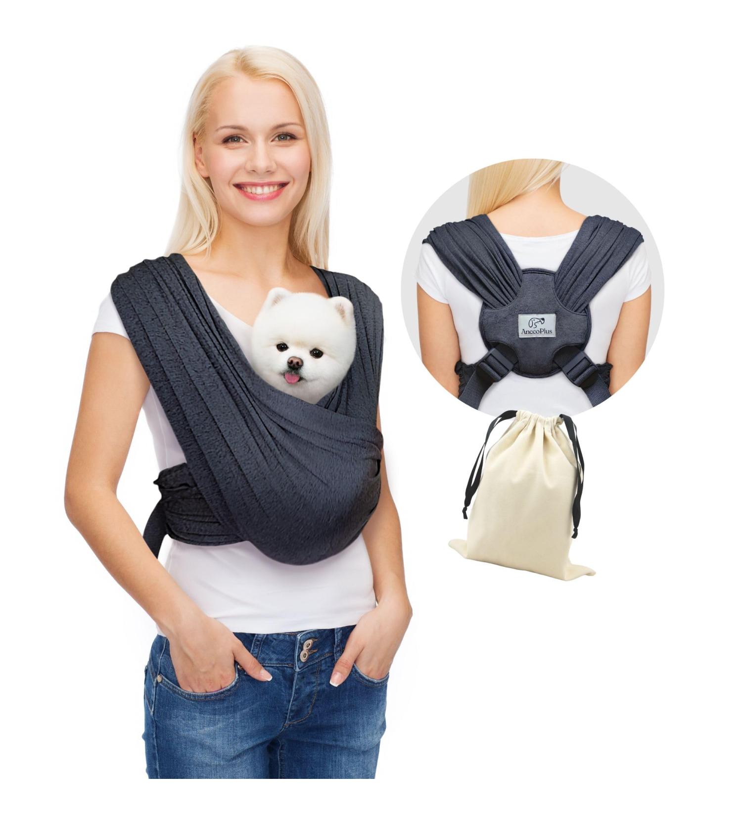Anccoplus Dog Carrier for Small Dogs - Adjustable Hands-Free Cat Stretcher | Soft Cotton Safe Design Reduces Back Pain Dark Gray/Black - Buy Online on GoSupps.com