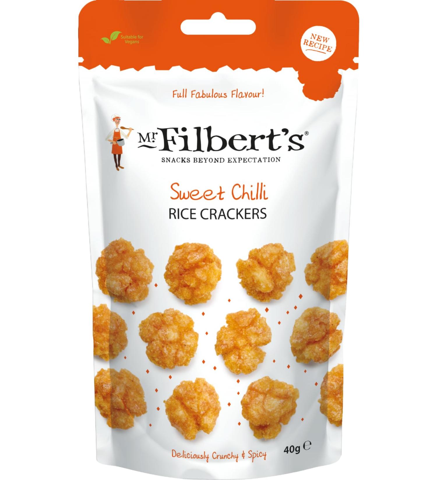 Mr Filberts Pack of 12 Sweet Chili Rice Crackers 40g
