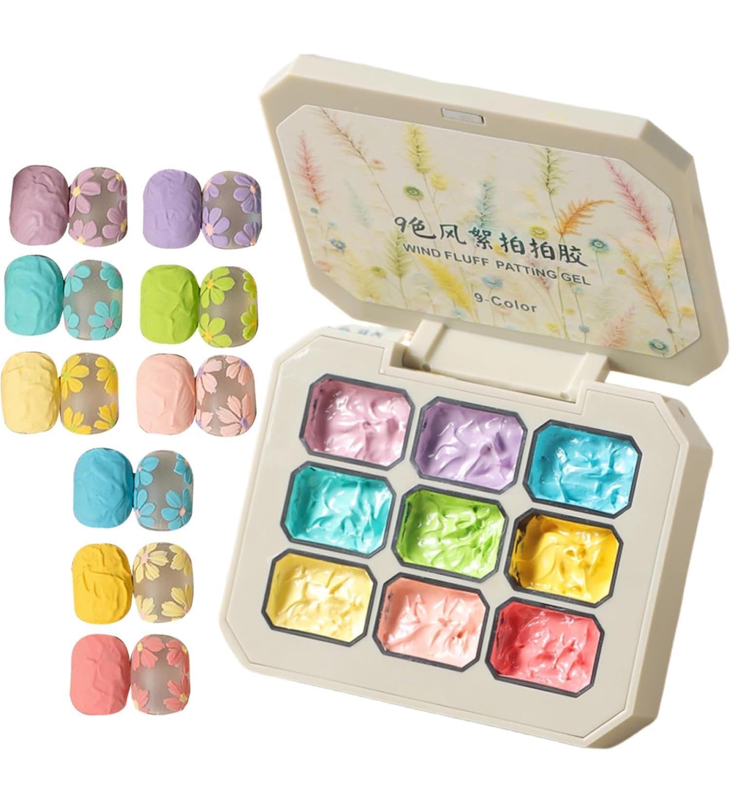 9 couleurs set de peinture l' ponge multicolore arc-en-ciel soins de beaut solides kit de manucure peinture l'huile solide utilisation la maison maquillage longue dur e - Buy Online on GoSupps.com
