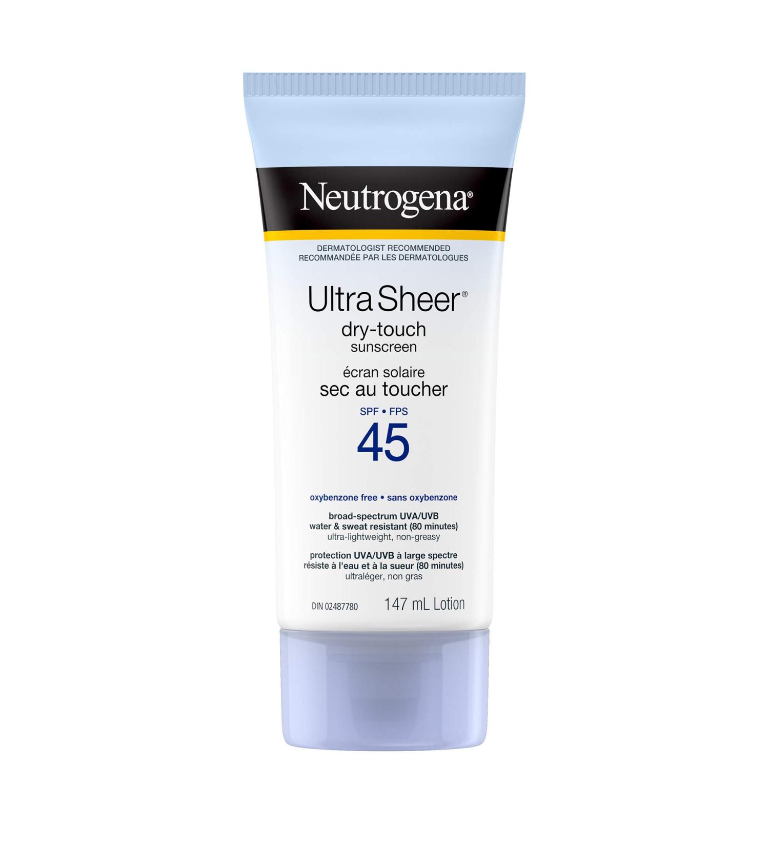 Neutrogena Sunscreen Lotion SPF 45 Ultra Sheer Dry-Touch Sun Cream Oxybenzone-free Dermatologist-tested Water Resistant & Non-Greasy 147mL 147 ml (Pack of 1) SPF 45 - Buy Online on GoSupps.com