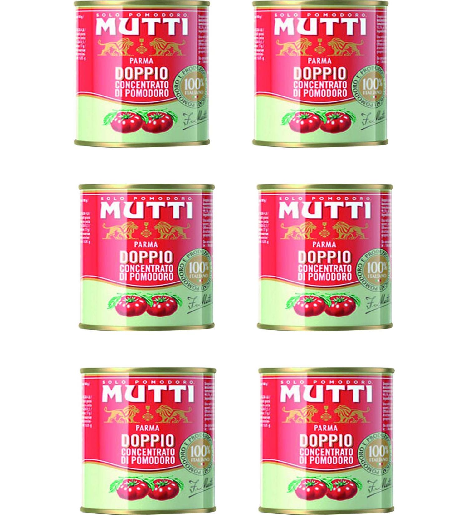 MUTTI Double Concentr de Tomates - Conserves 140 g - Lot de 6