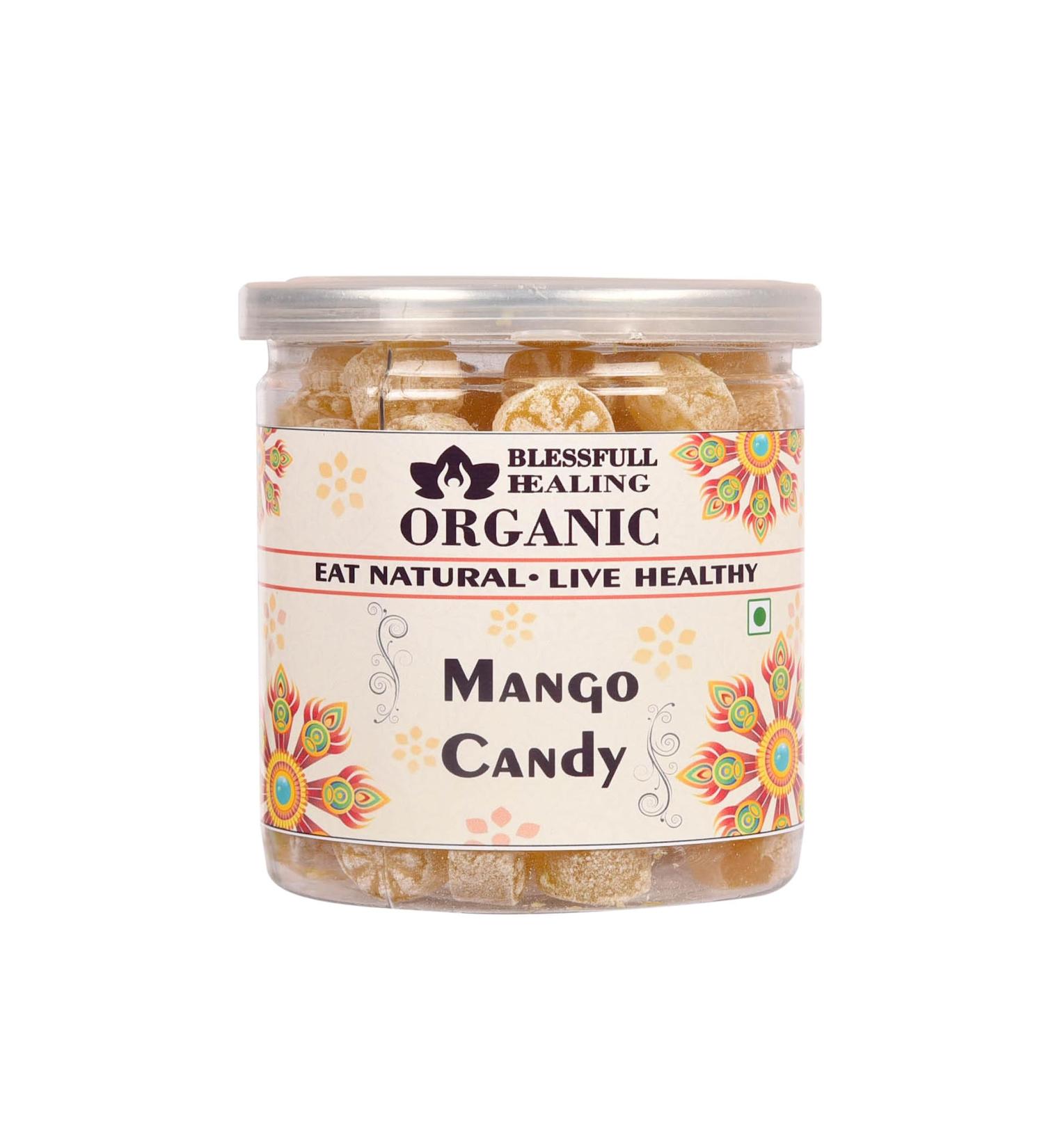 Blessfull Healing Organic Mango Candy 400 Gram Airtight Container (Packing May Vary)