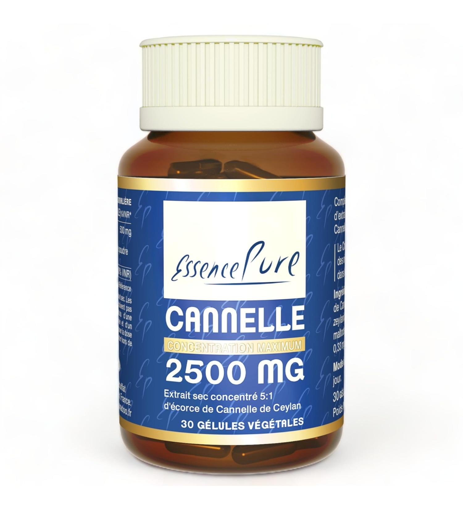Ceylon Cinnamon 2500 mg Pure Essence - Authentic Ceylon Cinnamon - 5 times more concentrated than cinnamon bark powder - Blood sugar control - 30 capsules Api-Nature