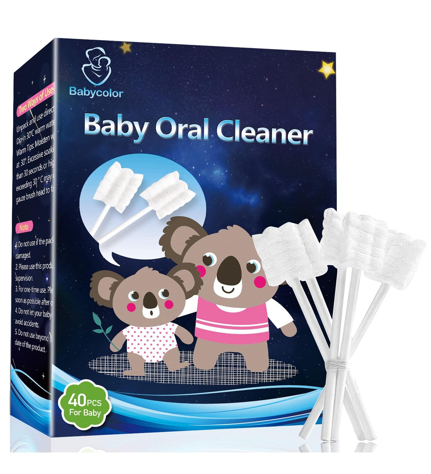 Baby Oral Cleaner: 40PCS Newborn Tongue & Toothbrush Set for 0-36 Month Old - Disposable Infant Gum Cleaner Stick - Dental Care Essential - Buy Online on GoSupps.com