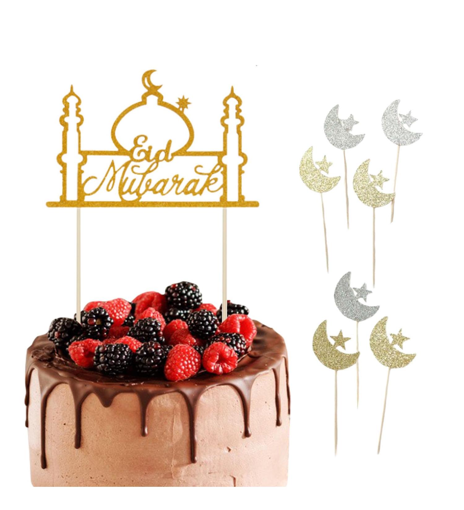 8 Pcs Eid Mubarak Cake Topper Glitter Paper Star Moon Birthday Cupcake Toppers Muslim Mubarak Glitter Cake Decorations Eid Mubarak Glitter Cupcake Topper Pick for Birthday Party - Buy Online on GoSupps.com