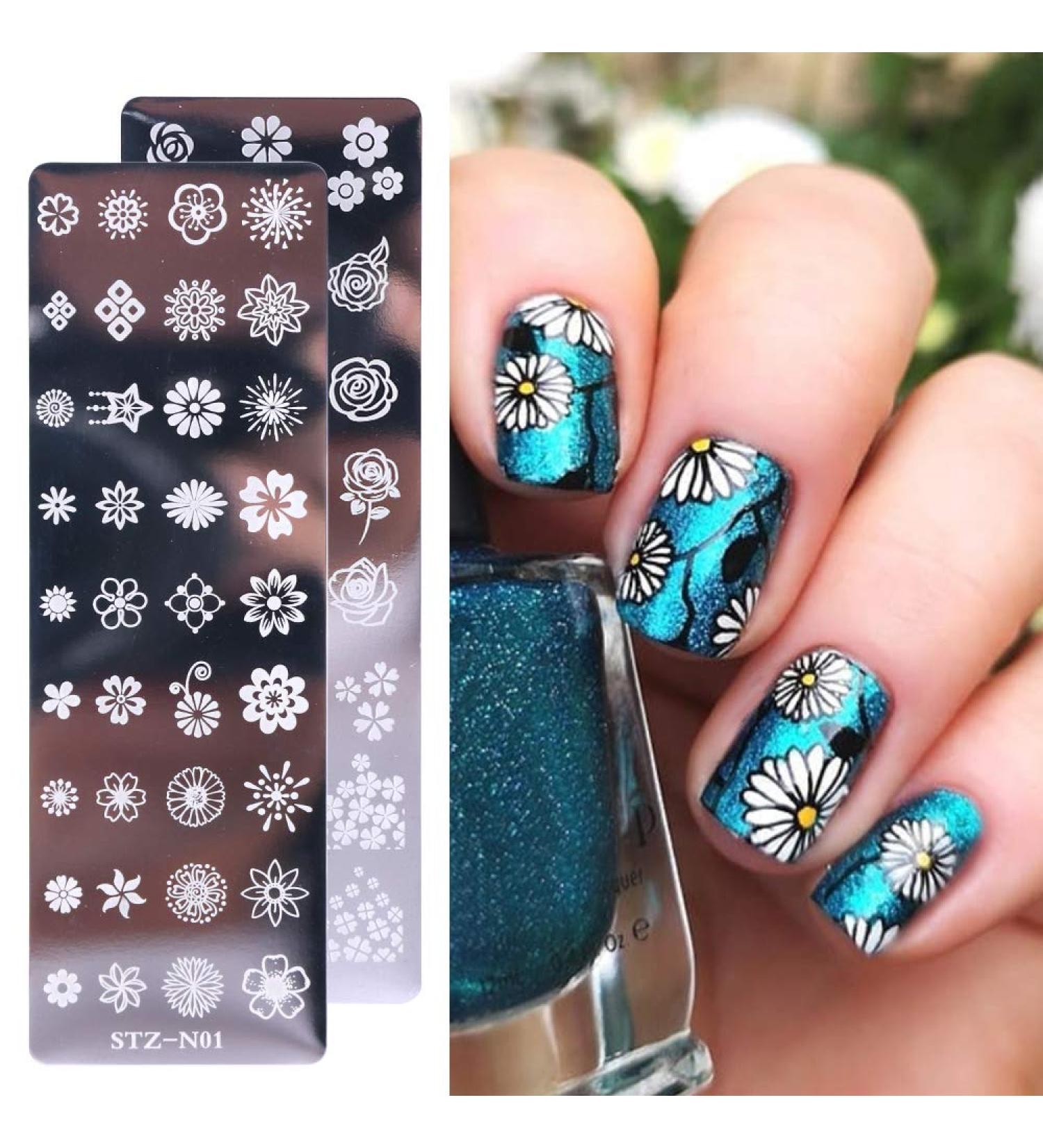 Onsinic Nail Stamping Plates - Floral Feather Leaf & Geometric Designs | 1 Piece Nail Art Stencil for Stunning Manicures - Buy Online on GoSupps.com