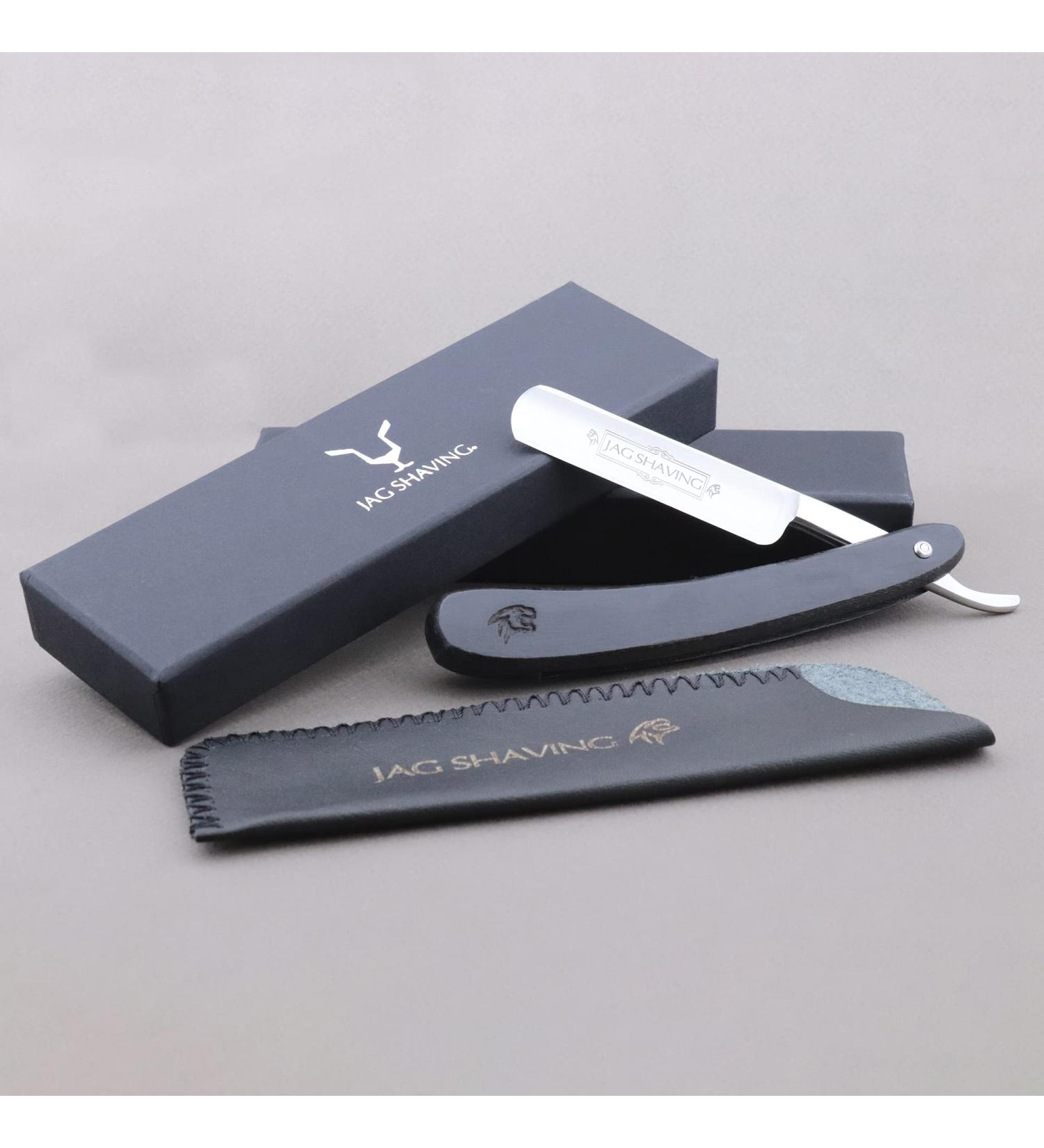 Jag Shaving Razor Plane for Men - Sustainable Black Straight Razor with Wooden Handle - Buy Online on GoSupps.com