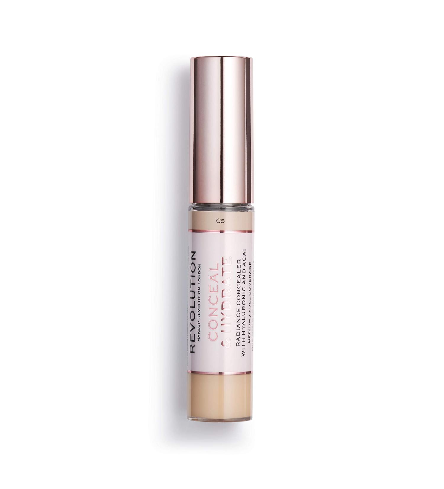 Makeup Revolution Conceal and Hydrate Concealer C0.1 - Full Coverage & Matte Finish - Vegan & Cruelty-Free - 0.7 Fl Oz - Buy Online on GoSupps.com