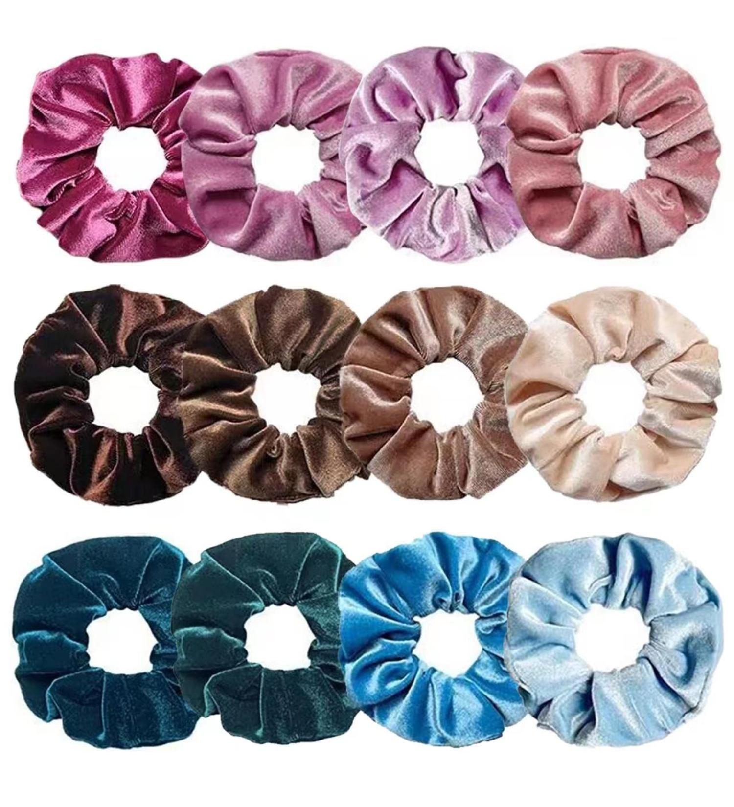 Senllori Women's Scrunchies - 12 Pack Classic Elastic Hair Ties Thick Soft Ponytail Holders Cute Color Hair Accessories - Buy Online on GoSupps.com
