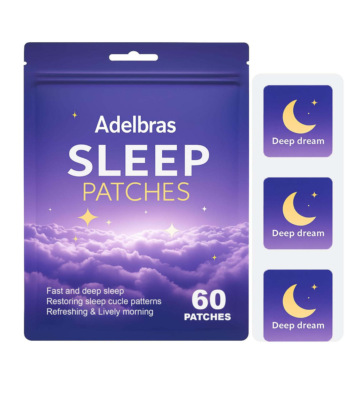 ADELBRAS Sleep Patches for Adults 60 Patches | Upgraded All-Natural Formula | Fast-Acting Melatonin & Valerian | Promotes Deep Sleep All Night for Men & Women - Buy Online on GoSupps.com