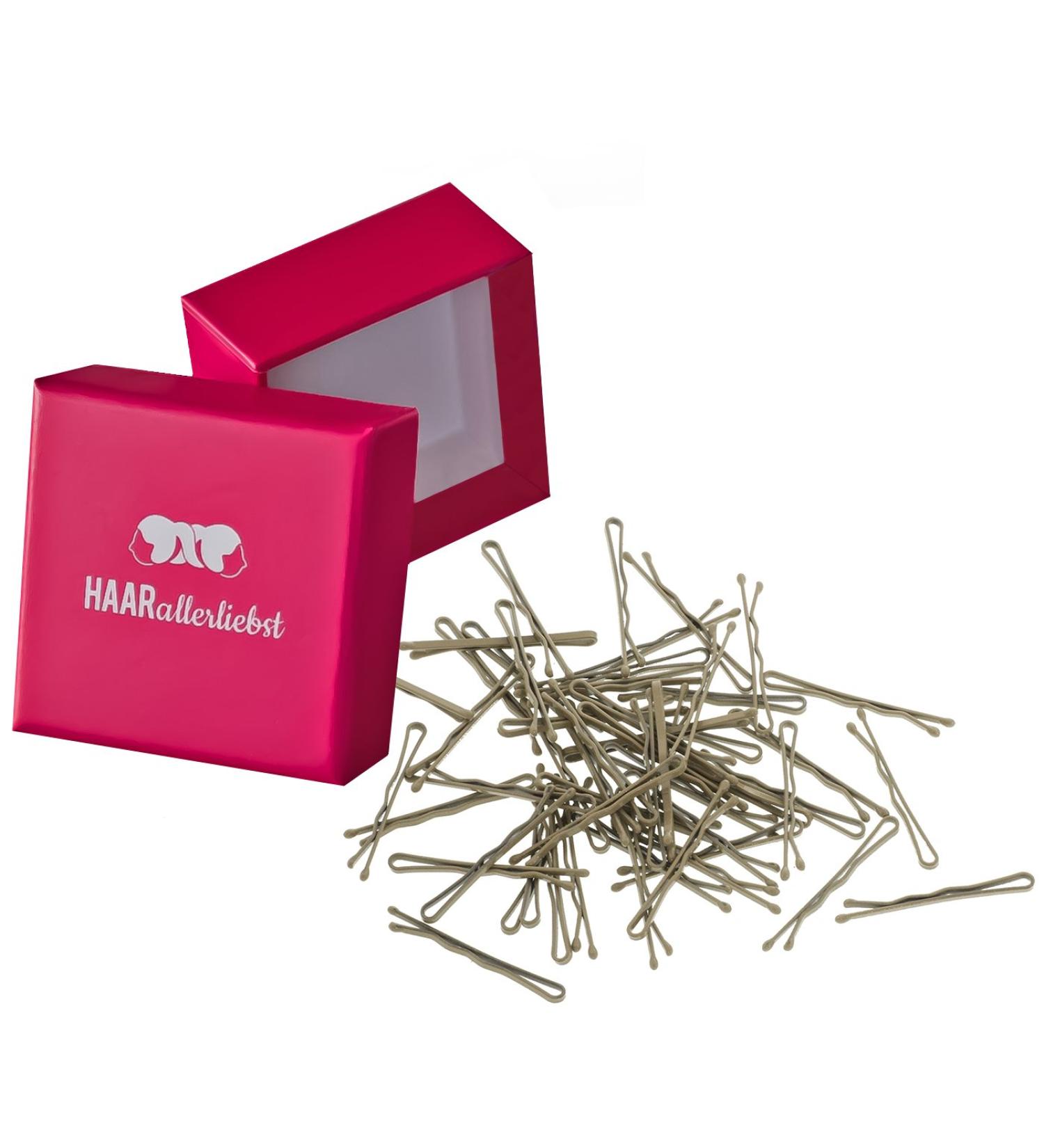 Hair -minded 50 mini hair clips hair needles bobby pins short beige for blonde hair 3.4cm small in pink box (box color: pink)